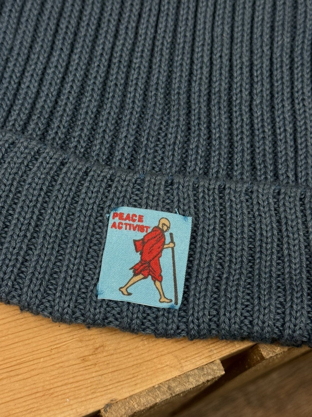 Kapital Kapital Peace Activist Blue Beanie Cotton Hat Size ONE SIZE - 4 Thumbnail