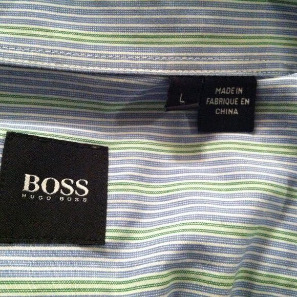 Hugo Boss HUGO BOSS MEN'S BLUE 100%COTTON CASUAL SHIRT SIZE: L Size US L / EU 52-54 / 3 - 7 Thumbnail