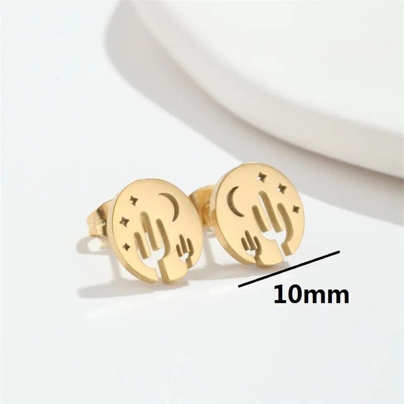 Jewelry Hollow Cactus Mini Stud Earrings Charm Earring Gift Size ONE SIZE - 2 Thumbnail