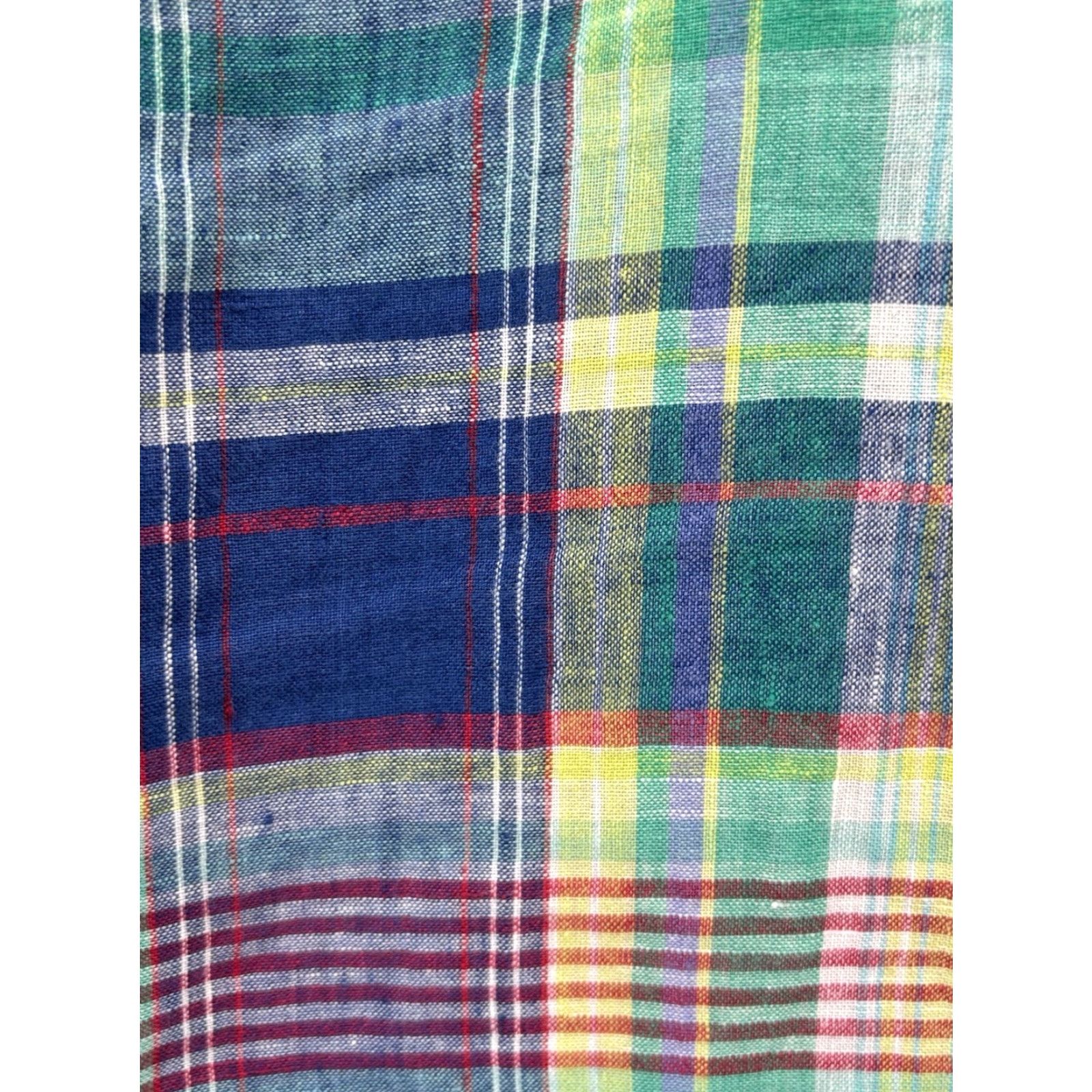 Ralph Lauren Ralph Lauren Linen Button-Up Shirt Mens Small Plaid Beach Vacation Casual Woven Collared Size US S / EU 44-46 / 1 - 5 Thumbnail