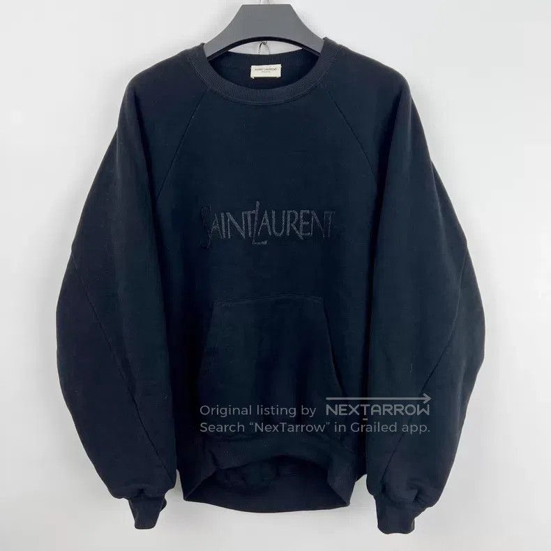 Saint Laurent Paris Saint Laurent Paris Black Glitter Embroidered Logo Fleece Size S / US 4 / IT 40 - 1 Thumbnail