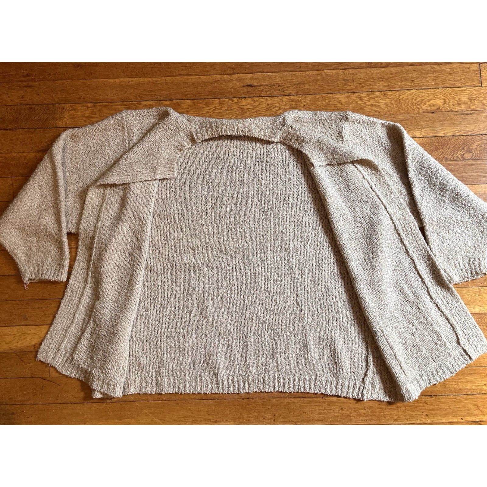 Vintage VINTAGE Steppingstones Cardigan Sweater Women’s 42 22W Beige Chenille Knit Cardigan Long Sleeve V-Neck Pockets Open Bohemian Retro Fall Winter 3/4? Size L / US 10 / IT 46 - 7 Thumbnail