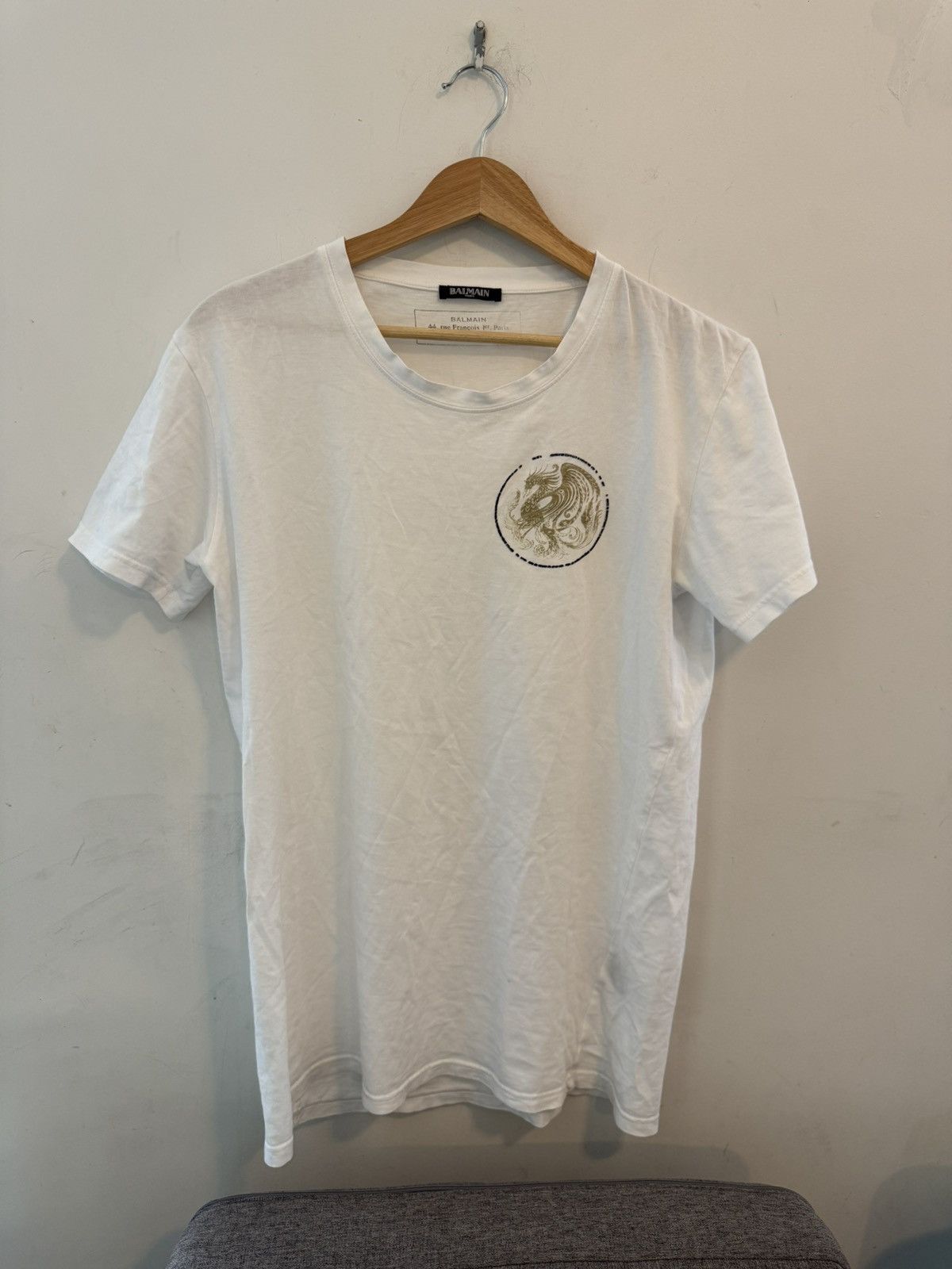 Balmain Balmain SS15 Phoenix logo t shirt by Olivier rousting Size US M / EU 48-50 / 2 - 1 Thumbnail