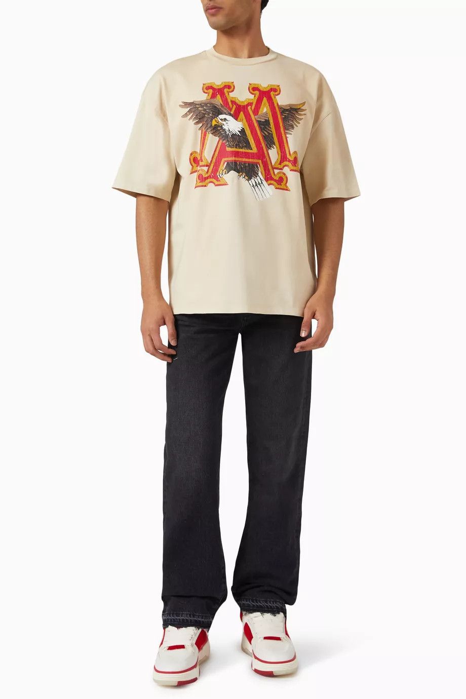 Amiri o1h1sh10525 Vintage Eagle Oversized T-Shirt in Natural/White Size US XL / EU 56 / 4 - 2 Thumbnail