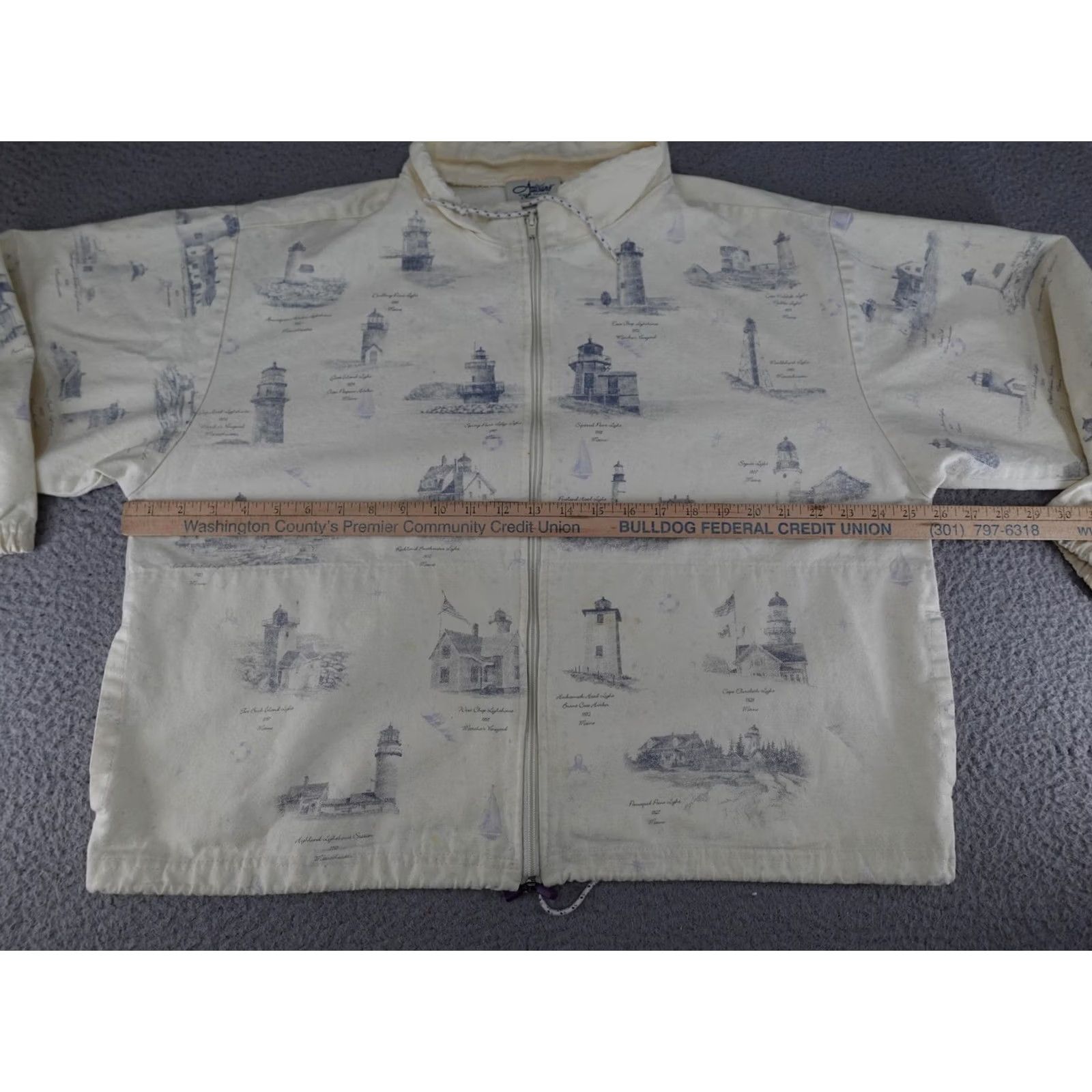 Nautica VINTAGE Artisans Jacket Womens Large Beige Lighthouse Nautical All Over Print Size L / US 10 / IT 46 - 6 Thumbnail