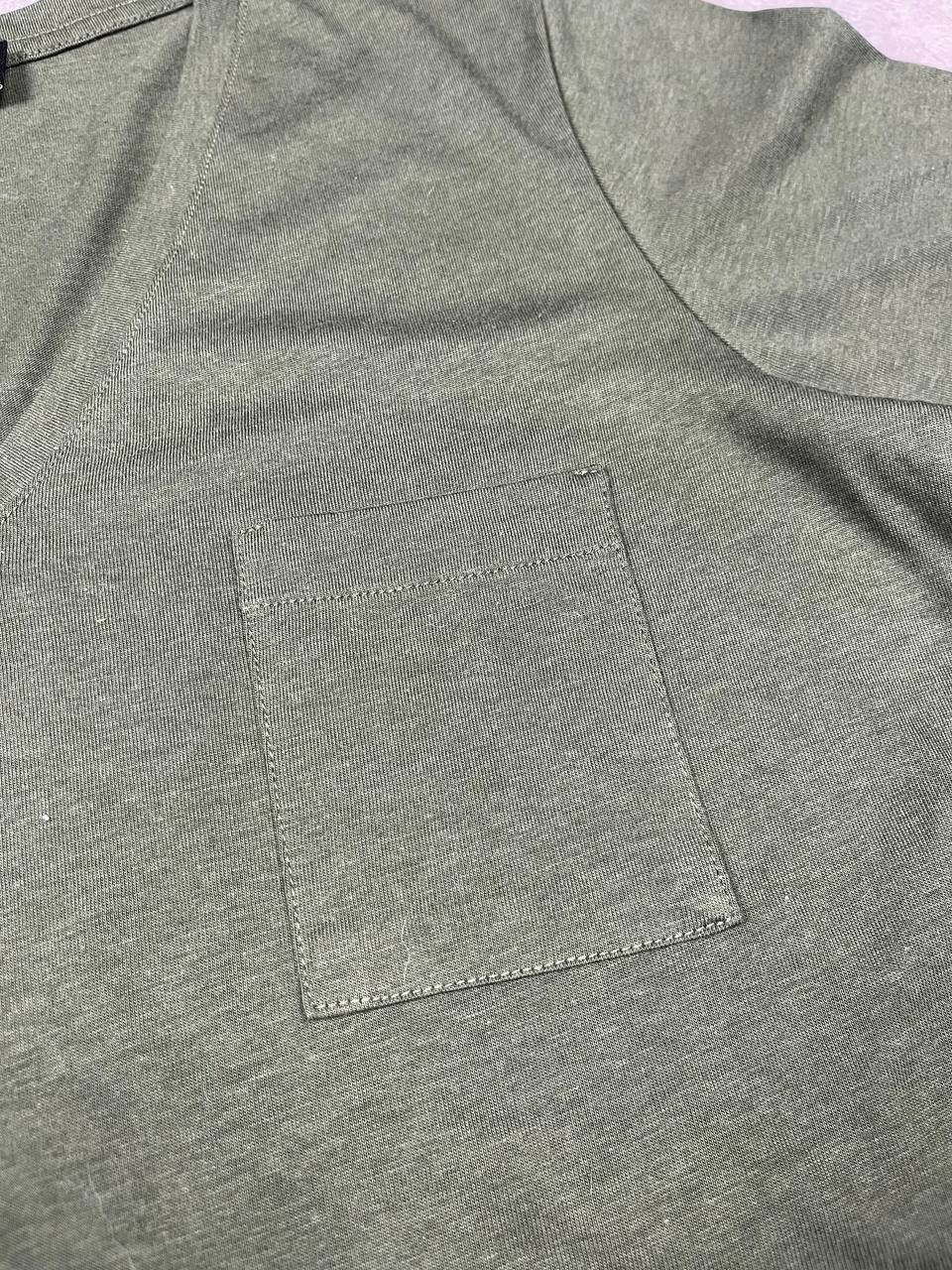 ME+EM ME+EM Green V-Neck Short Sleeve Knit T-Shirt Pocket Pima Size S / US 4 / IT 40 - 3 Thumbnail