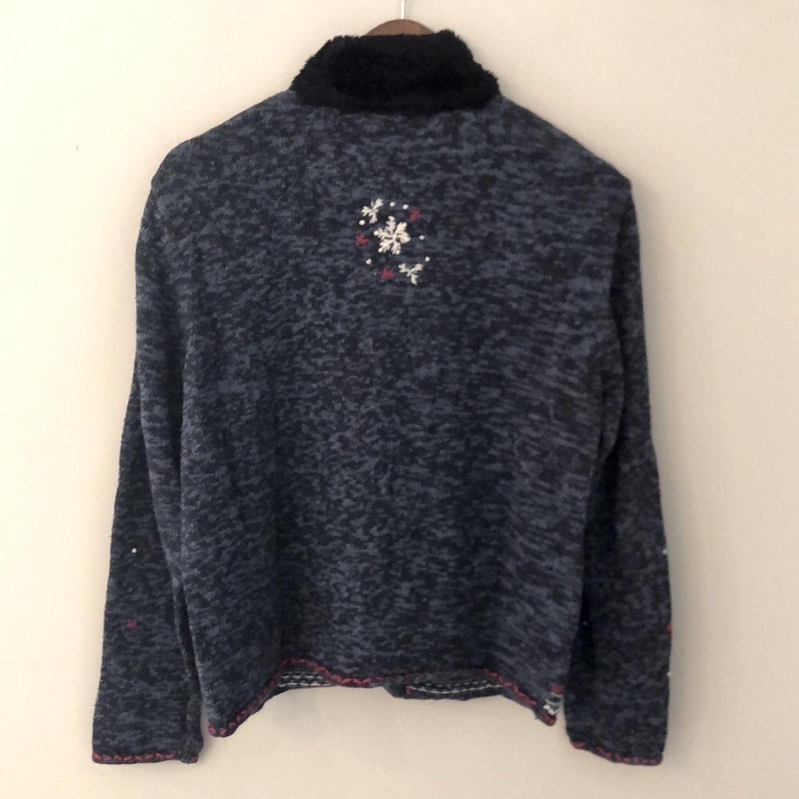 Erima Erika Christmas Knit Sweater snowflakes embroidery SZ Med Size M / US 6-8 / IT 42-44 - 3 Thumbnail