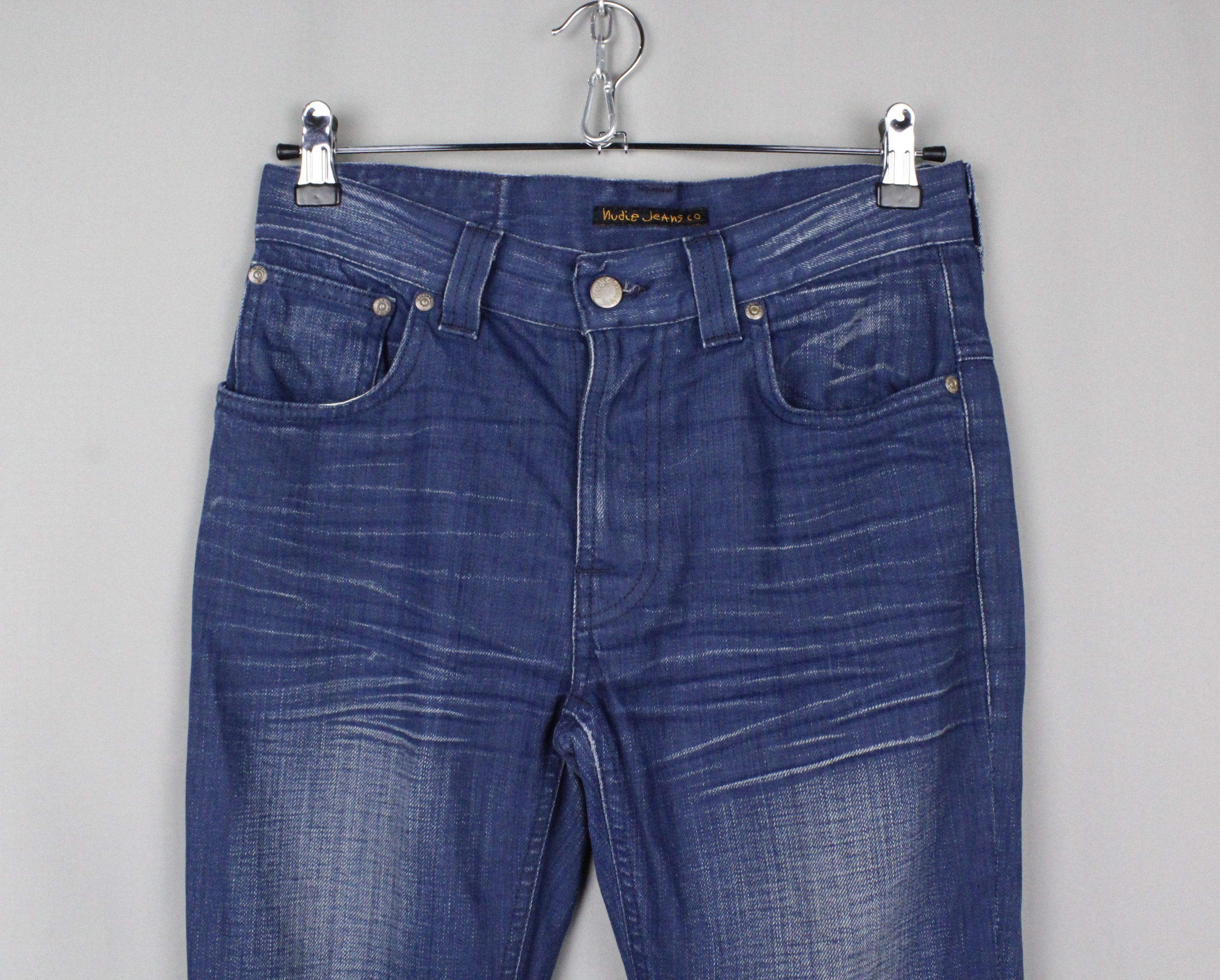 Japanese Brand × Jean × Nudie Jeans Nudie Jeans Indigo Blue Coated Denim Pants Size US 29 - 2 Thumbnail