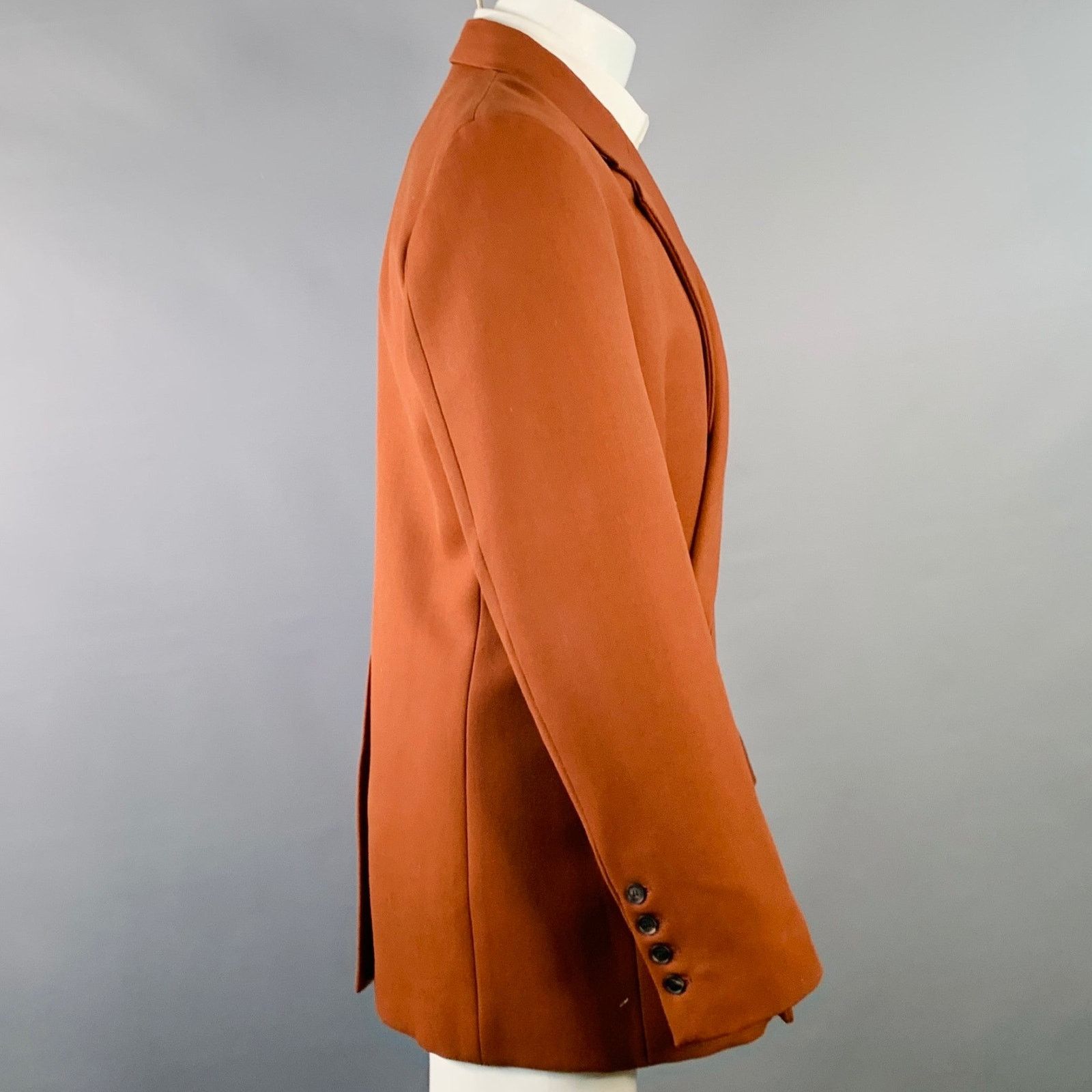 Egon Lab EGONLAB Rust Brown Wool Hook Eye Notch Lapel Sport Coat Size 40R - 3 Thumbnail