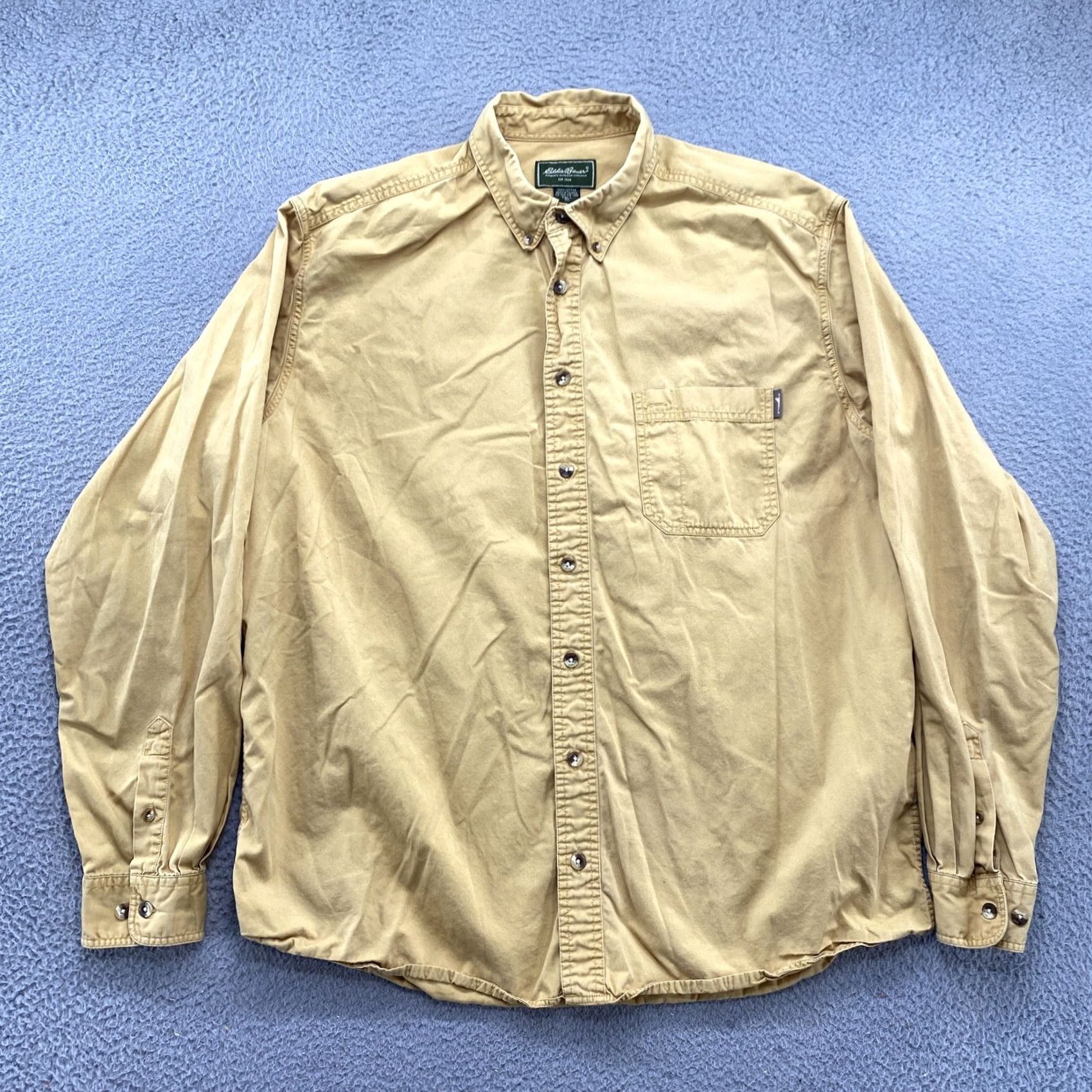 Eddie Bauer Eddie Bauer Button-Up Shirt Long Sleeve Mustard Yellow XL Tall Men's Collared Button-Up Shirt 90s Outdoor Pockets Size US XL / EU 56 / 4 - 2 Thumbnail