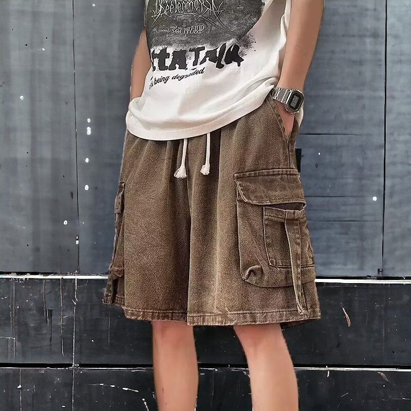 image of Jean Brown Cargo Denim Shorts, Men's (Size 32)