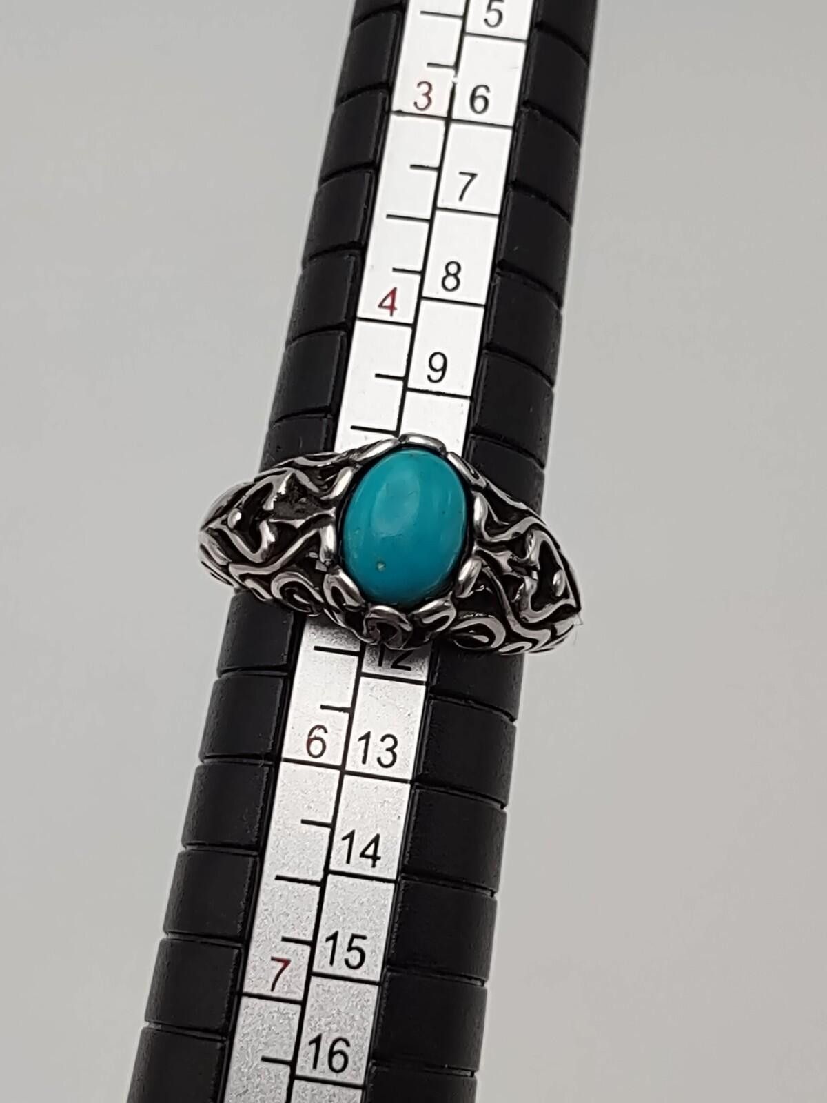 The Unbranded Brand 925 Turquoise Cabochon Ring Size 5 Vintage Style Size ONE SIZE - 4 Thumbnail