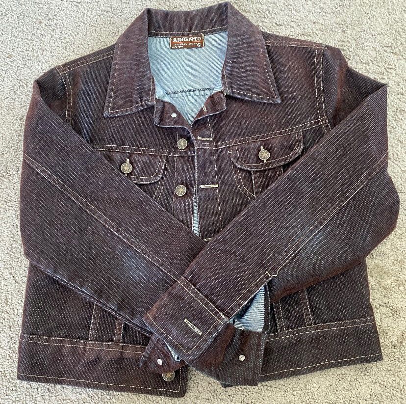 Vintage Vintage Argento Brown Denim Jacket Size L / US 10 / IT 46 - 1 Thumbnail
