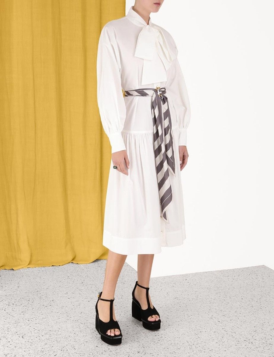 Zimmermann oc11z0425 Lyrical Scarf Tie Shirt Dress in Ivory Size L / US 10 / IT 46 - 3 Thumbnail