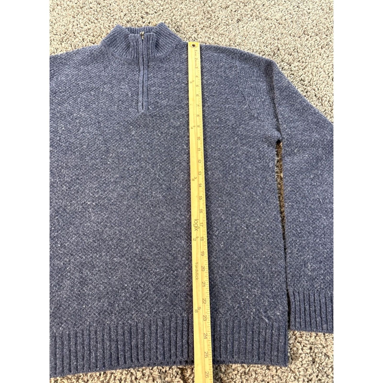 Saks Fifth Avenue Saks Fifth Avenue Sweater Mens M Blue Cashmere Mock Neck Quarter Zip Pullover Size US M / EU 48-50 / 2 - 2 Thumbnail