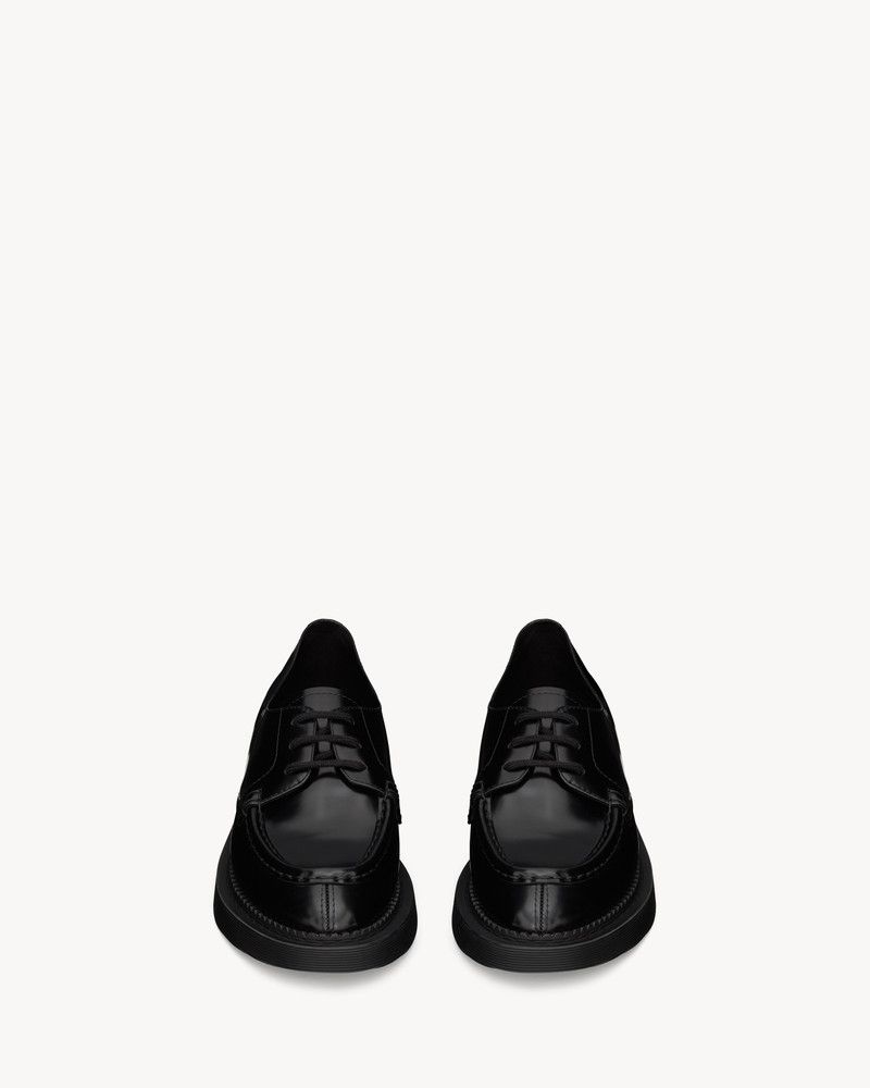 Saint Laurent Paris o1s1wg110126 800693 Wim Derbies Shoes Smooth Leather Black Size US 11 / EU 44 - 2 Thumbnail