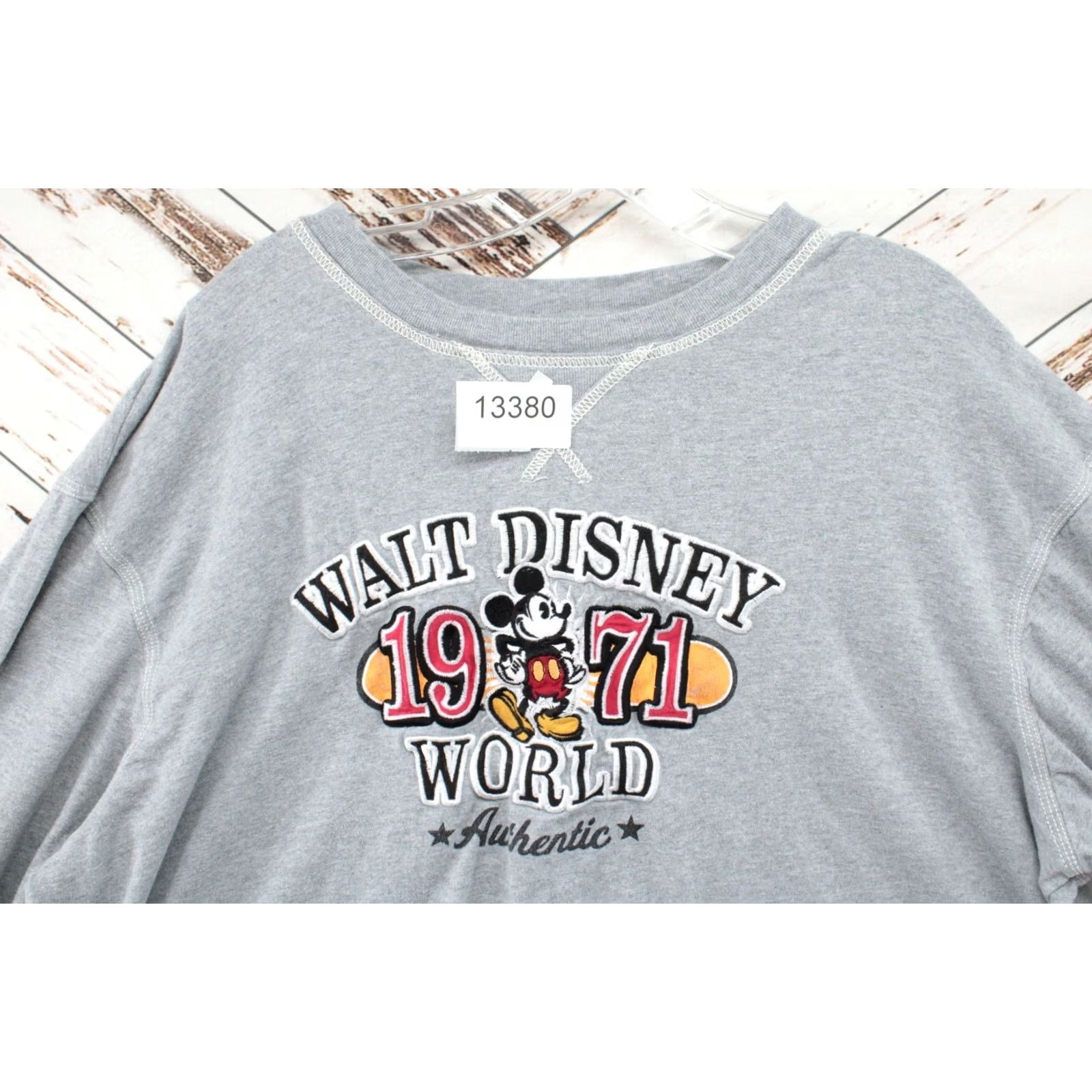 Disney Walt Disney World Mickey Mouse T-Shirt XL Gray Long Sleeve Cotton Vacation Unisex Adults Regular Crew Neck Size US XL / EU 56 / 4 - 7 Thumbnail