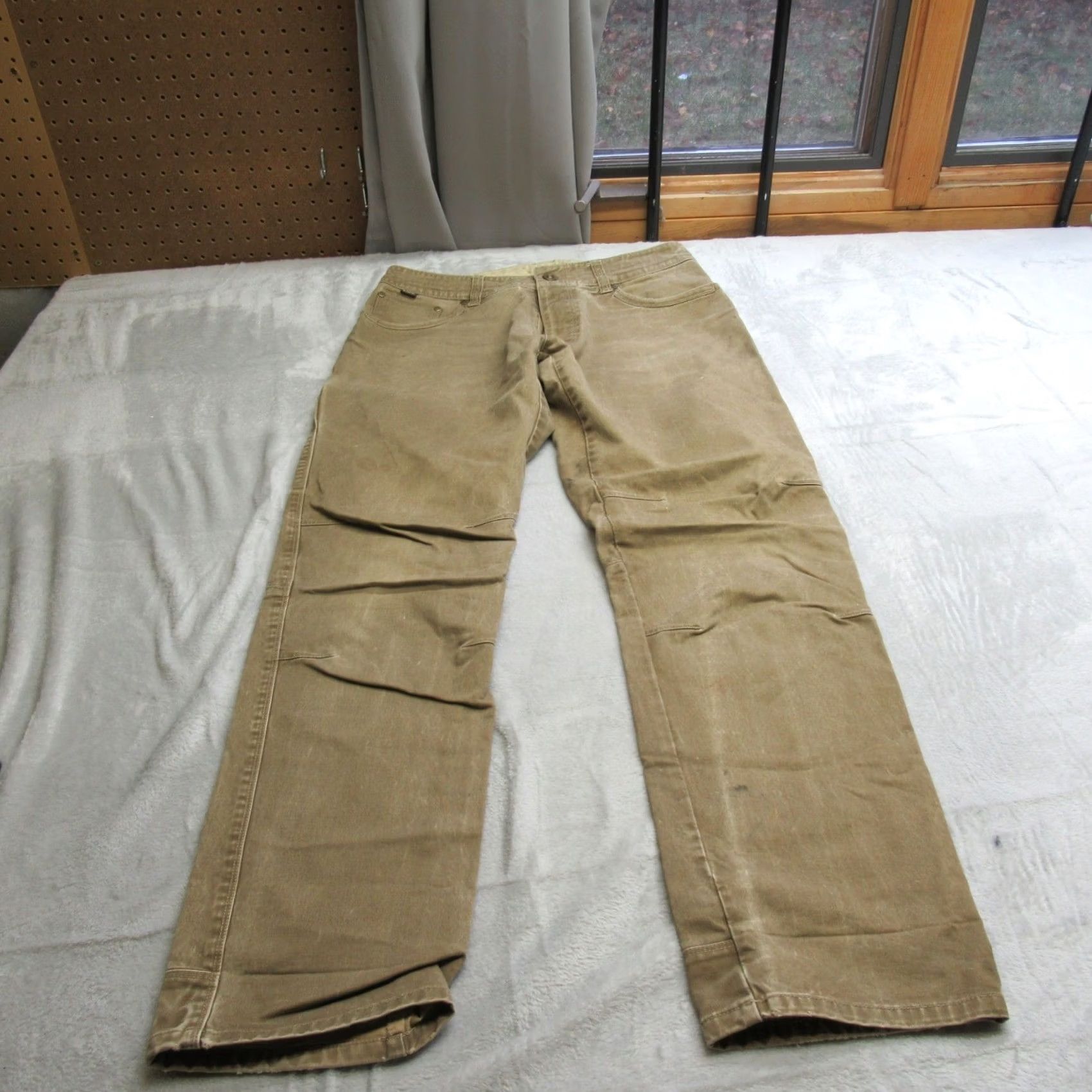 Vintage KUHL Ryder Pants Men 32x33 Beige Canvas Rugged Work Utility Outdoor Hiking Thick Size US 32 / EU 48 - 2 Thumbnail