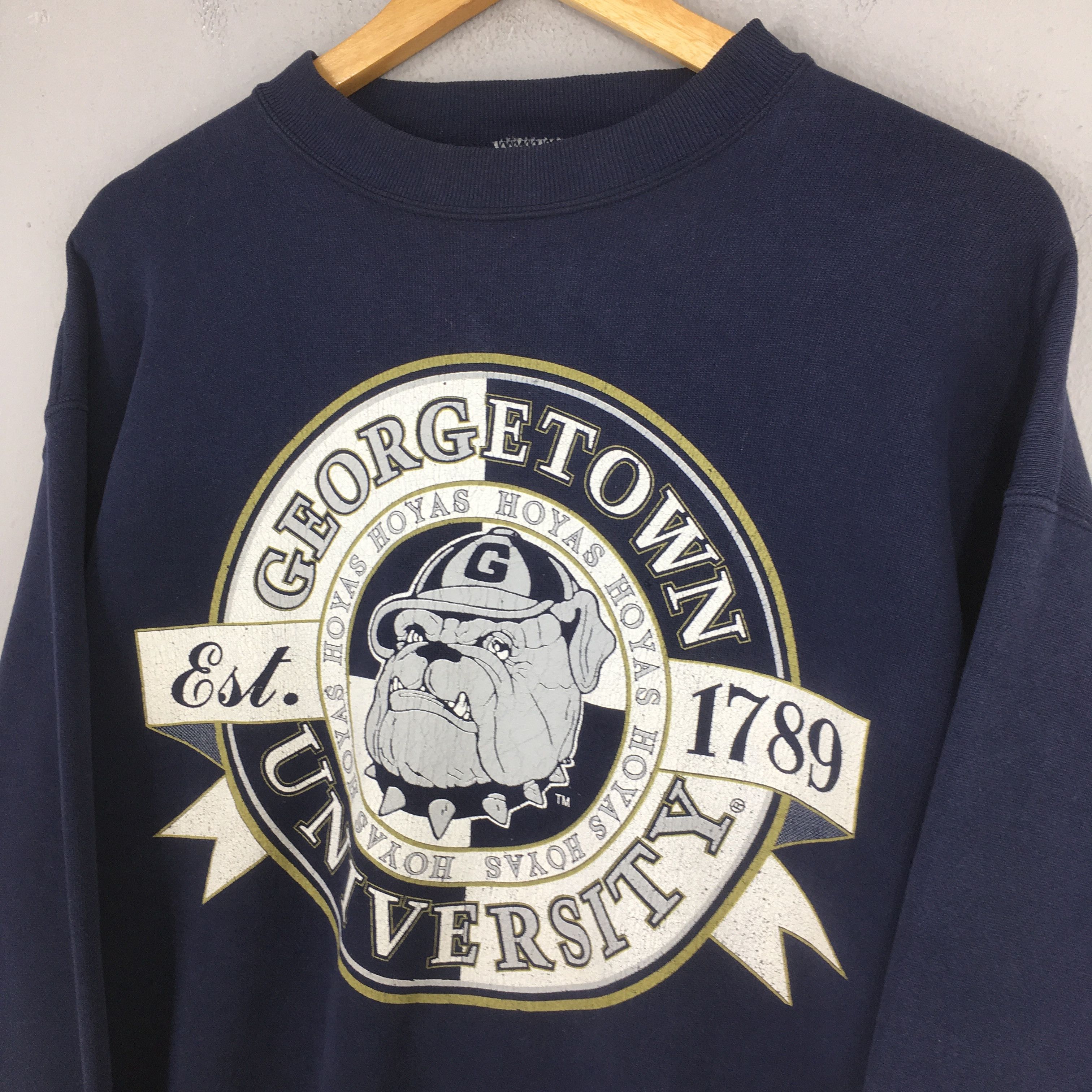 NCAA × Vintage Vintage 90s Georgetown Hoyas NCAA Sweatshirt Large Size US L / EU 52-54 / 3 - 3 Thumbnail
