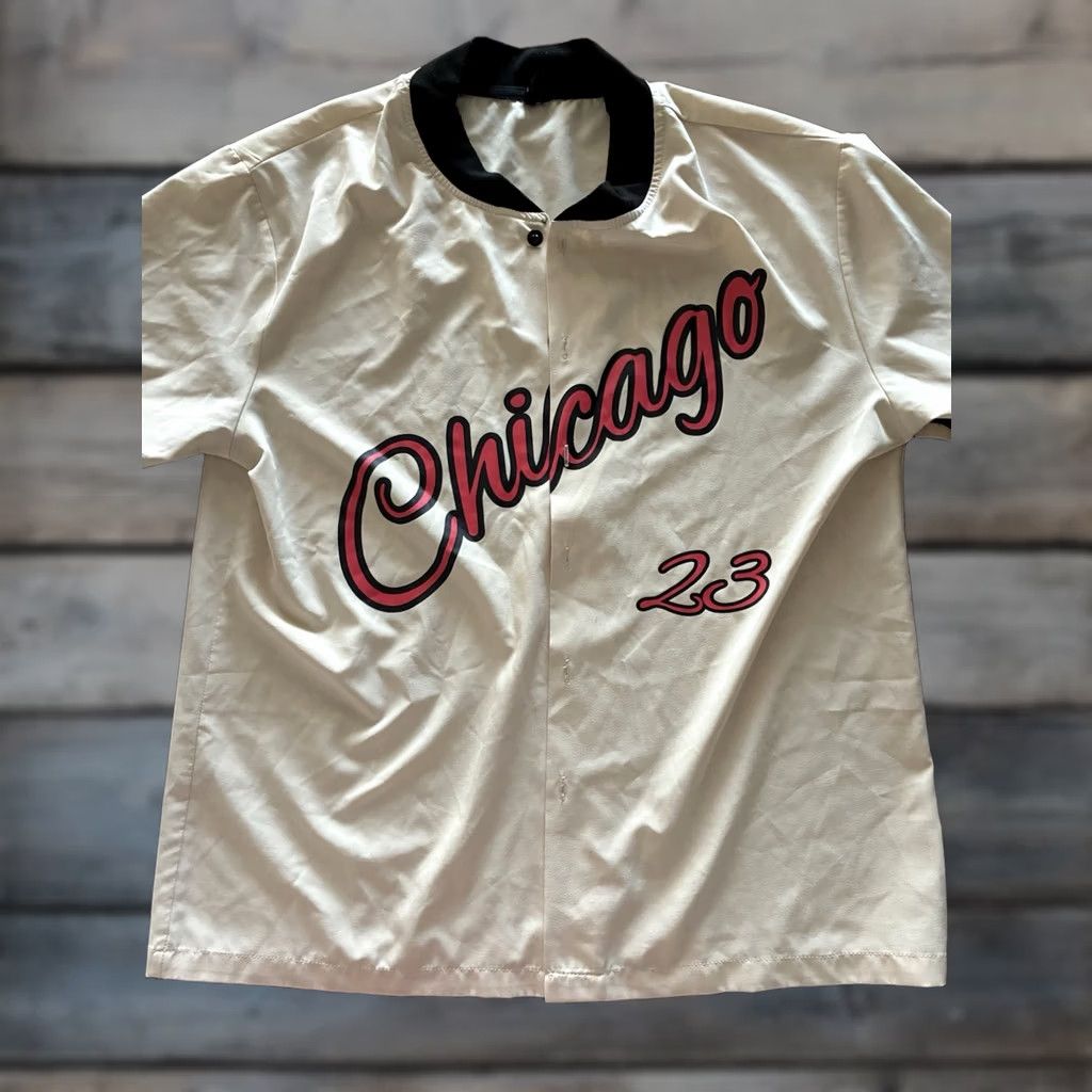 Shein SHEIN Chicago #23 Beige Medium Button-Up Bowling Shirt Men Short Sleeve Button-Down Collar Size US M / EU 48-50 / 2 - 1 Thumbnail