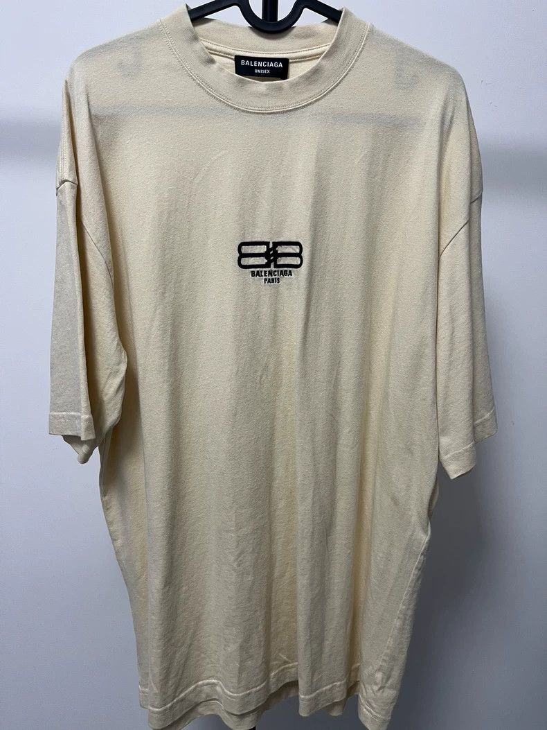 Balenciaga Beige BB Logo Short Sleeve Shirt - dmc