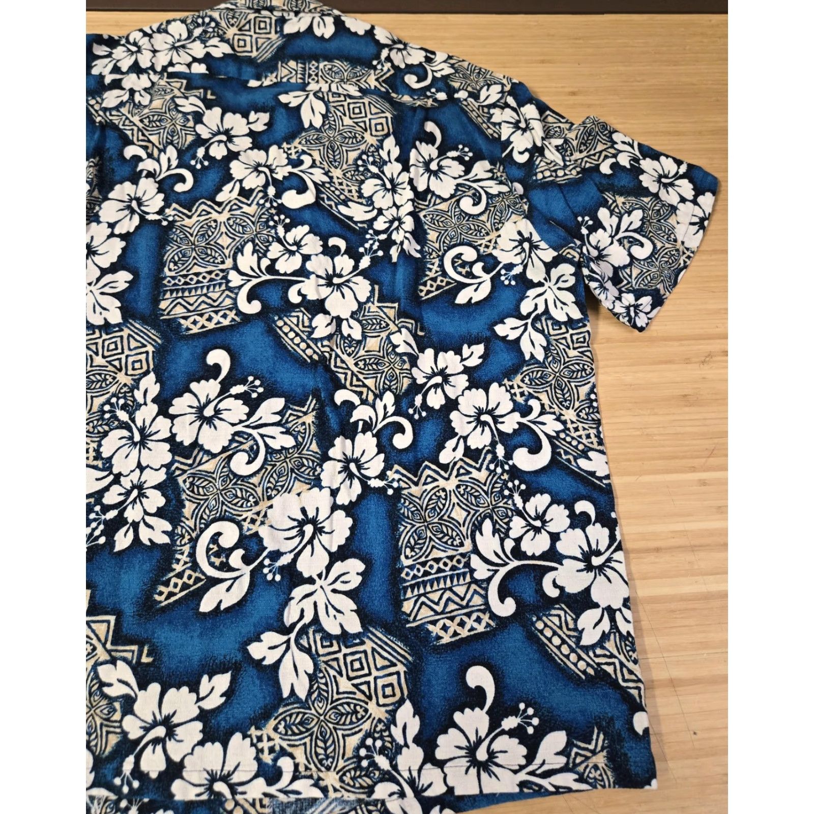 Vintage KY's International Fashion Shirt Mens 3XL Hawaiian Aloha Made in Hawaii USA Blue Floral Button-Up Short Sleeve Collared Cotton Beach Tropical Size US XXL / EU 58 / 5 - 6 Thumbnail