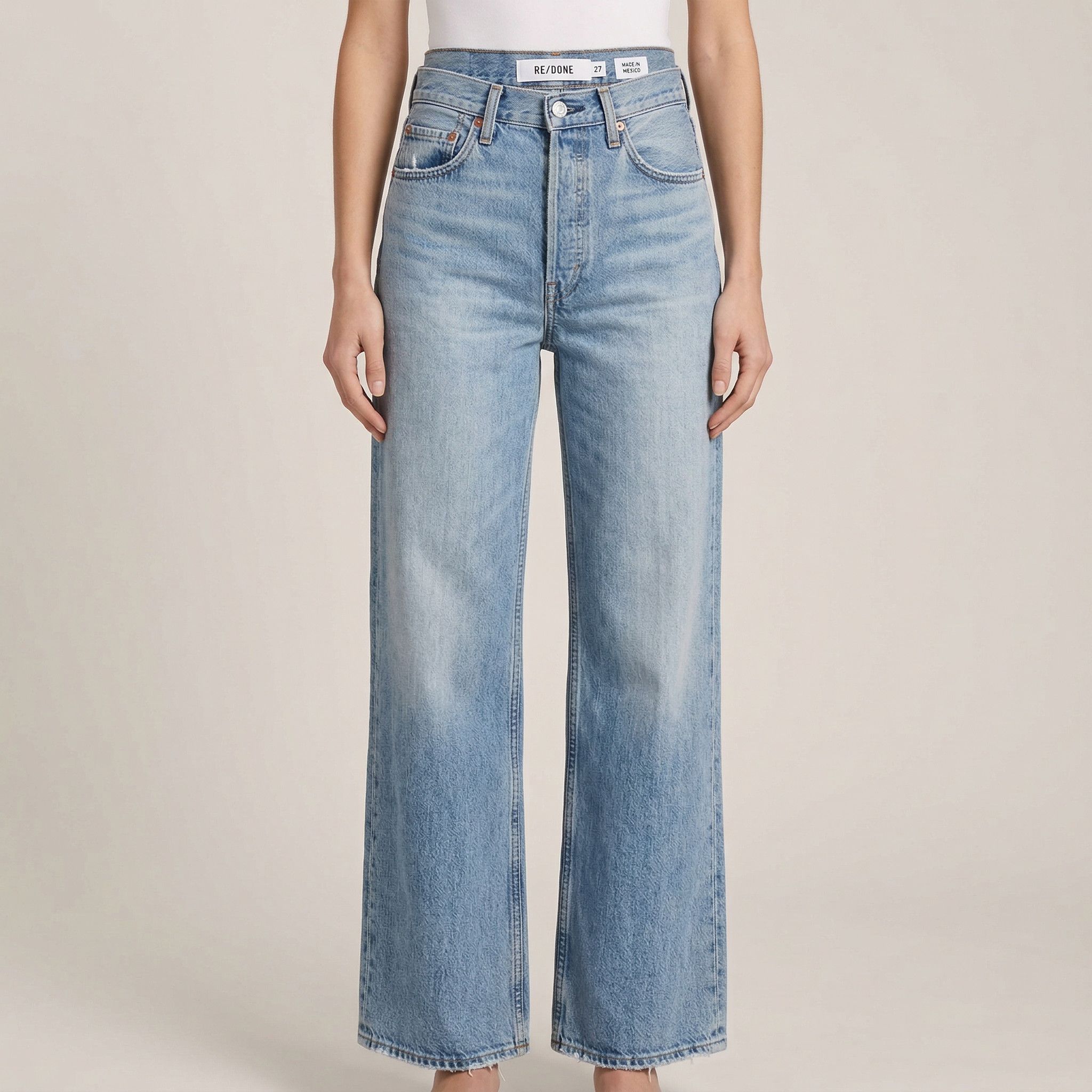 RE/DONE RE/DONE High Rise Wide Leg Sunfaded Flow Jeans Size 27 Size 27" / US 4 / IT 40 - 1 Thumbnail