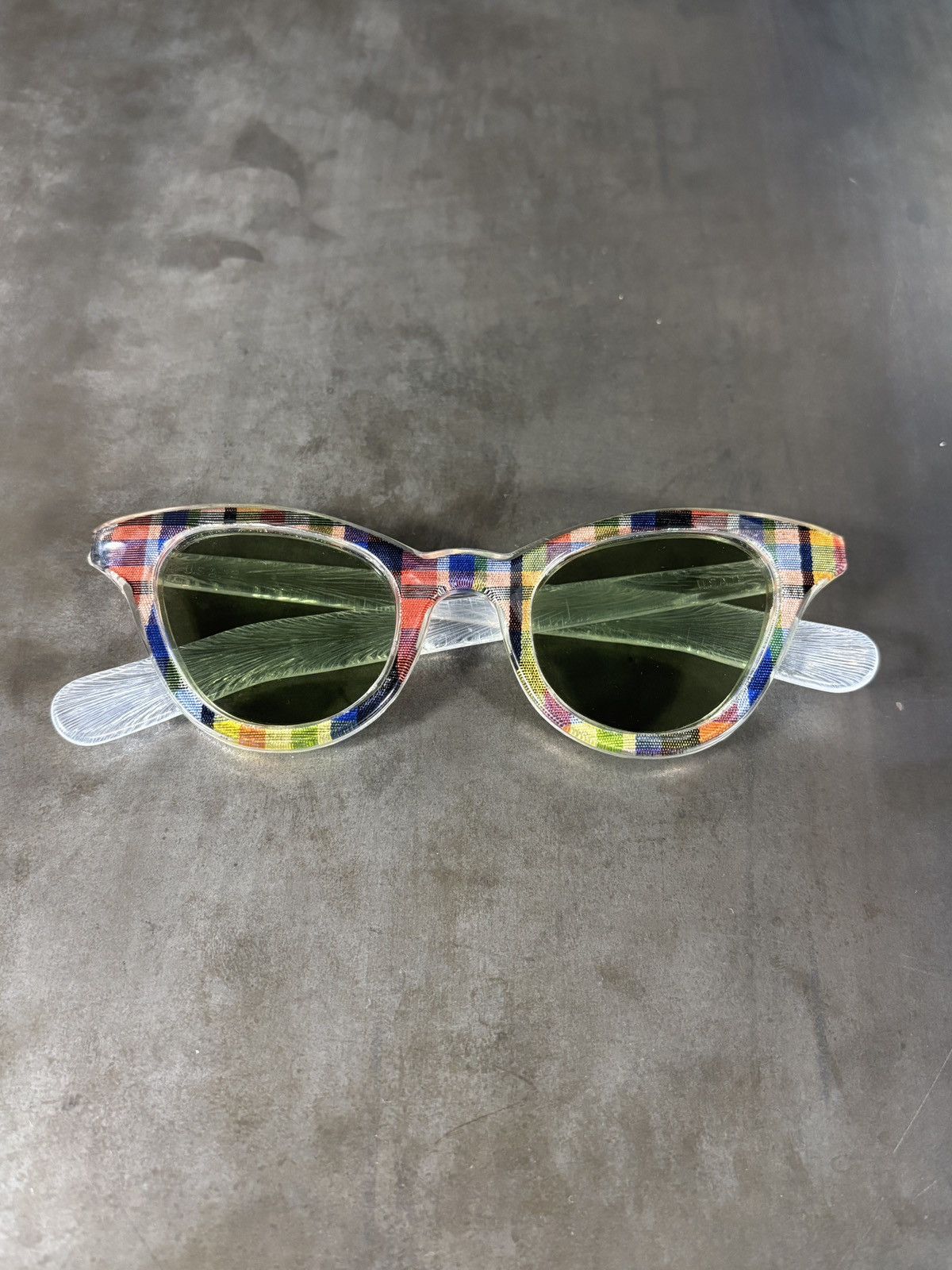 Vintage True Vintage Plaid Sunglasses 1940s 1950s Made in USA AO Size ONE SIZE - 5 Thumbnail