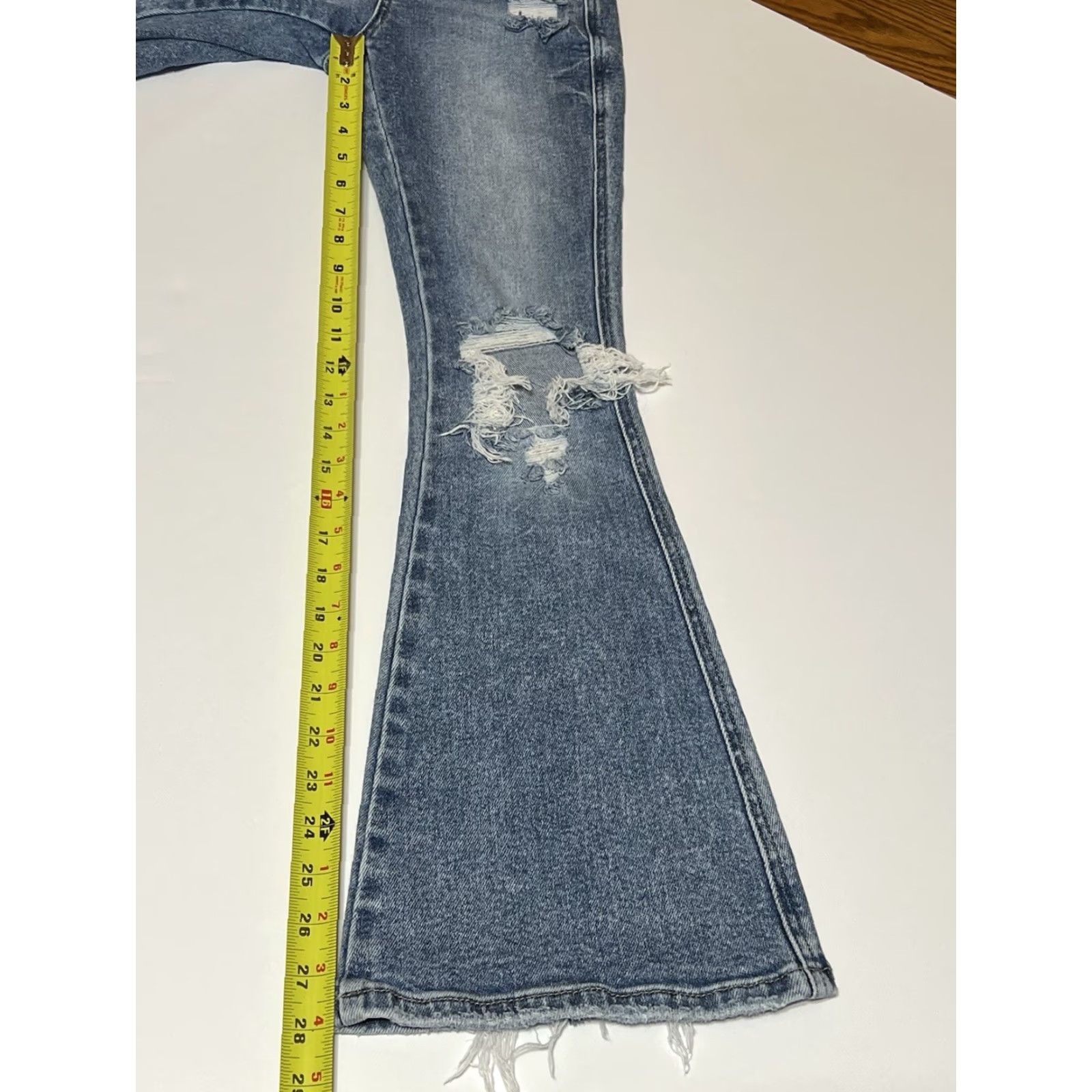 Vintage Flying Monkey High Rise Flare Jeans Distressed Women’s Size 23x28 Blue Stretch Jeans Size 40" / US 18 - 6 Thumbnail