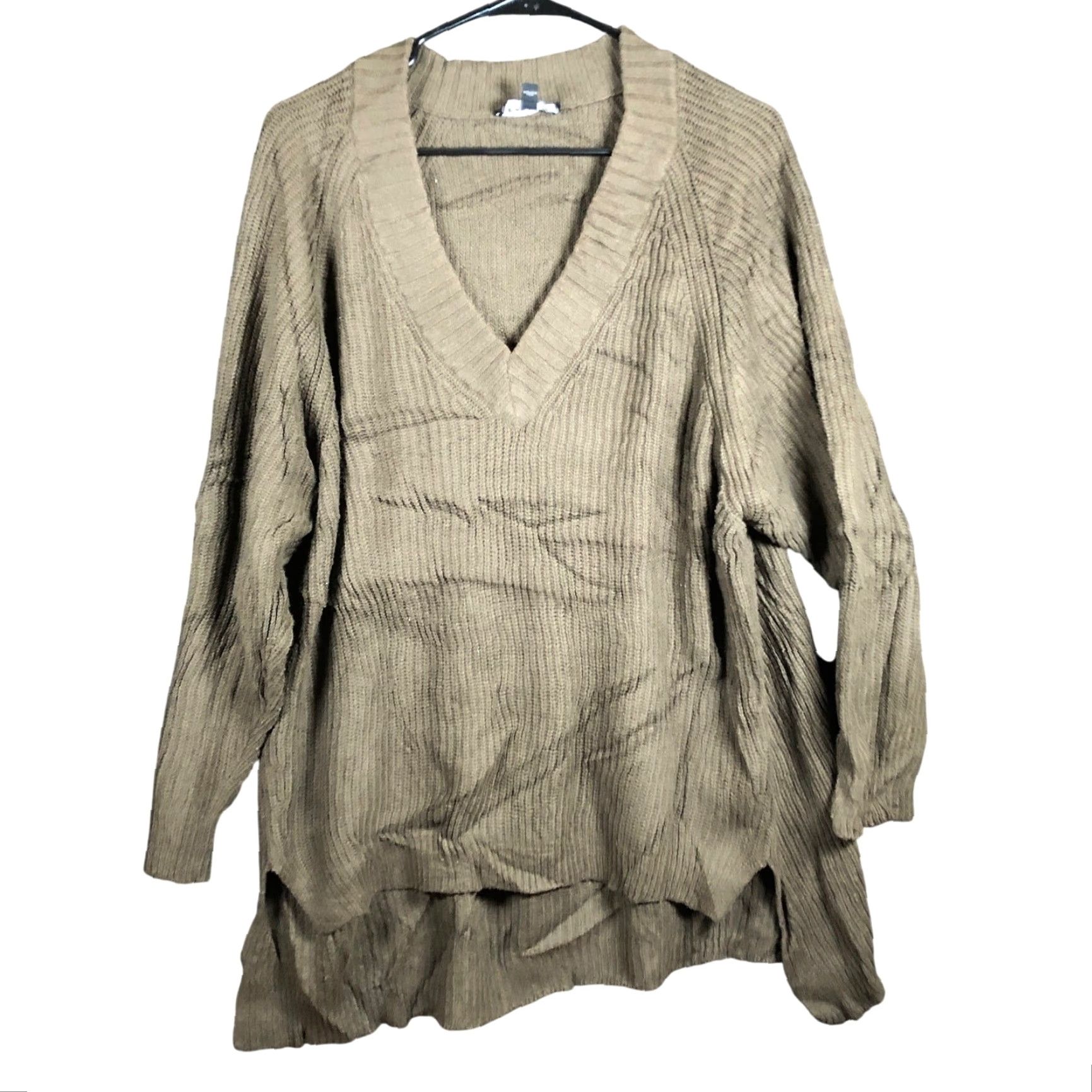 Express Express Womens Sweater Green V-Neck Knitted Long Sleeve Tunic XSmall XS Knit Pullover Casual Workwear // Women // Veg? Size XS / US 0-2 / IT 36-38 - 2 Thumbnail
