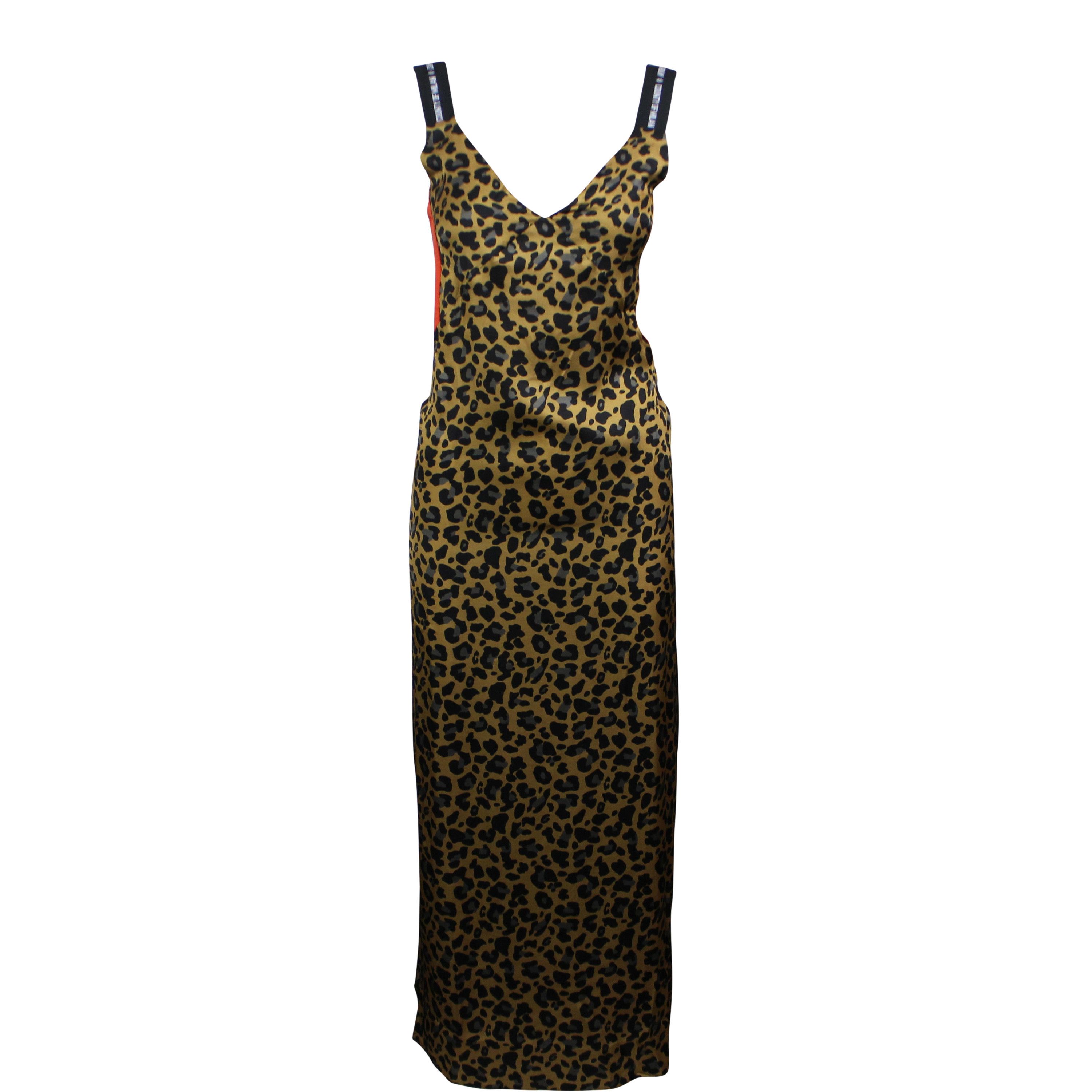 image of Marcelo Burlon Brown County Leopard Long Dress Size Xs, Women's