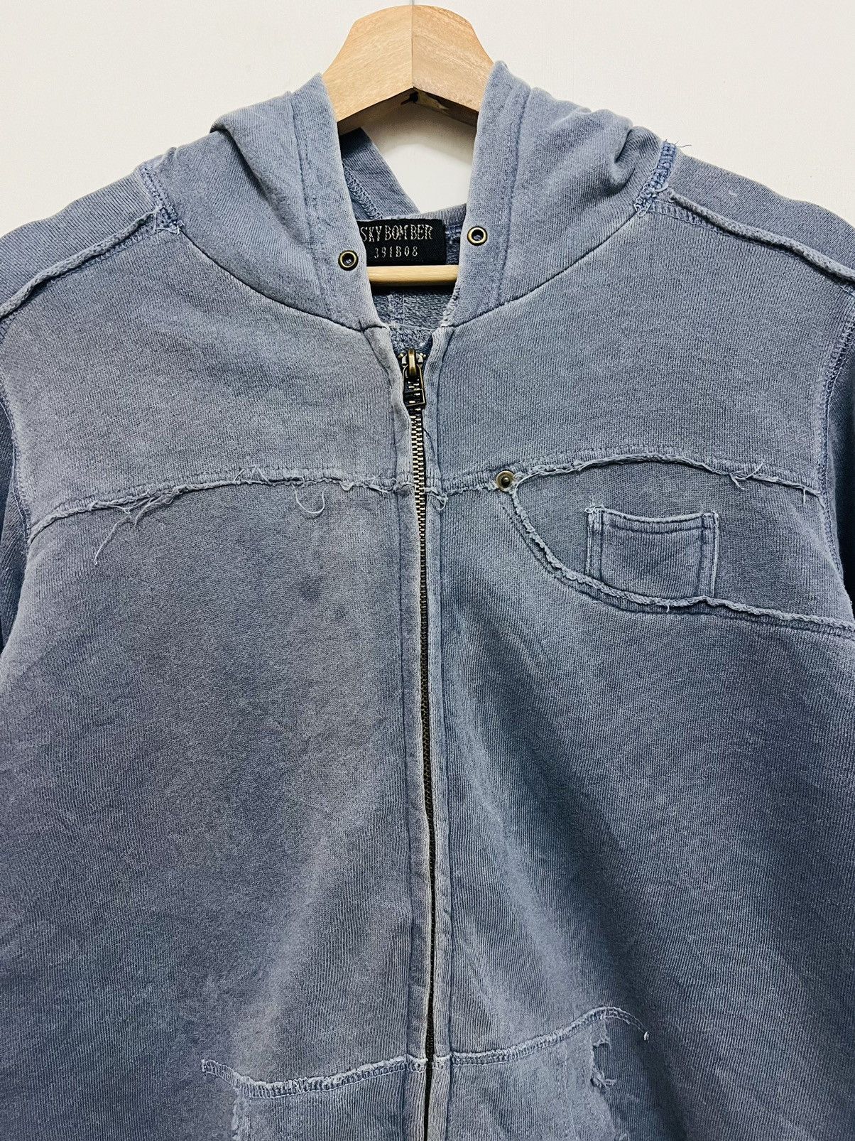 Japanese Brand SKY BOMBER 391B08 RECONSTRUCTED ZIPPER HOODIE JACKET Size US M / EU 48-50 / 2 - 3 Thumbnail