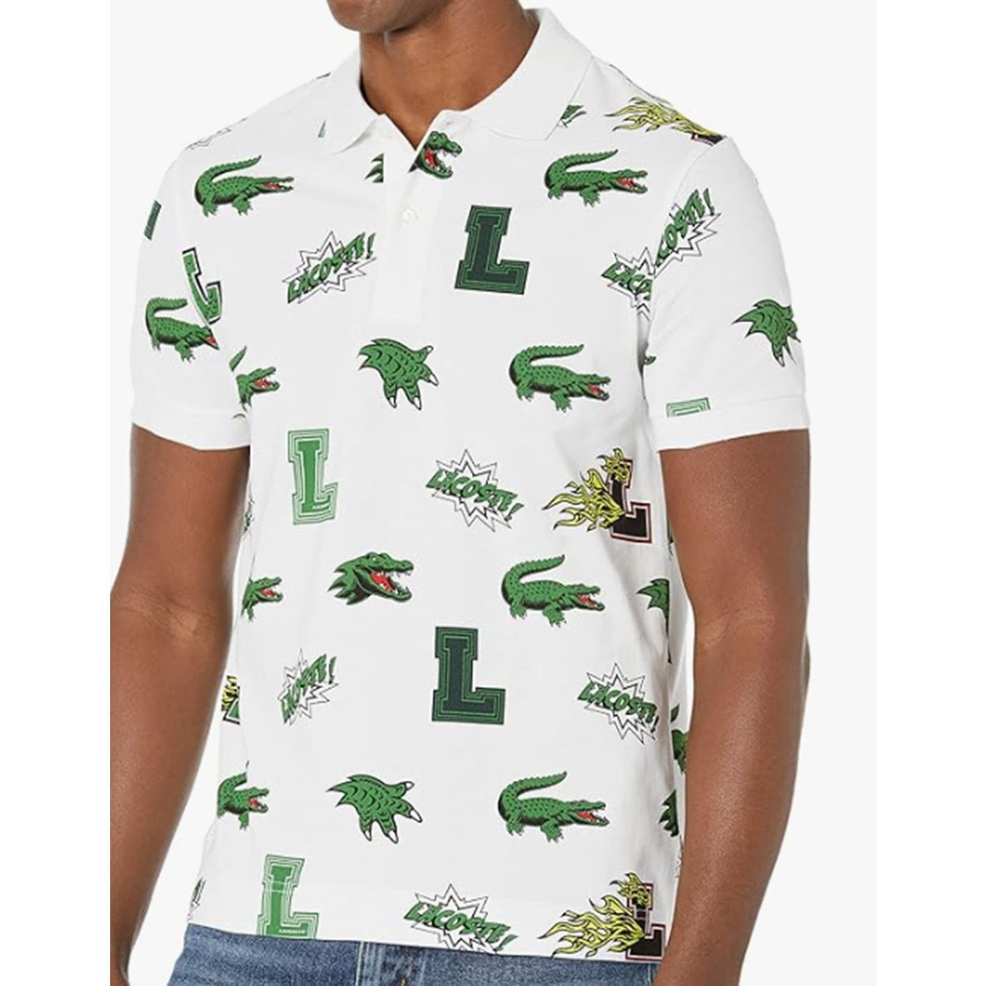 Lacoste Lacoste Men's Holiday Regular Fit Crocodile Print Polo 3XL Size US XXL / EU 58 / 5 - 1 Thumbnail
