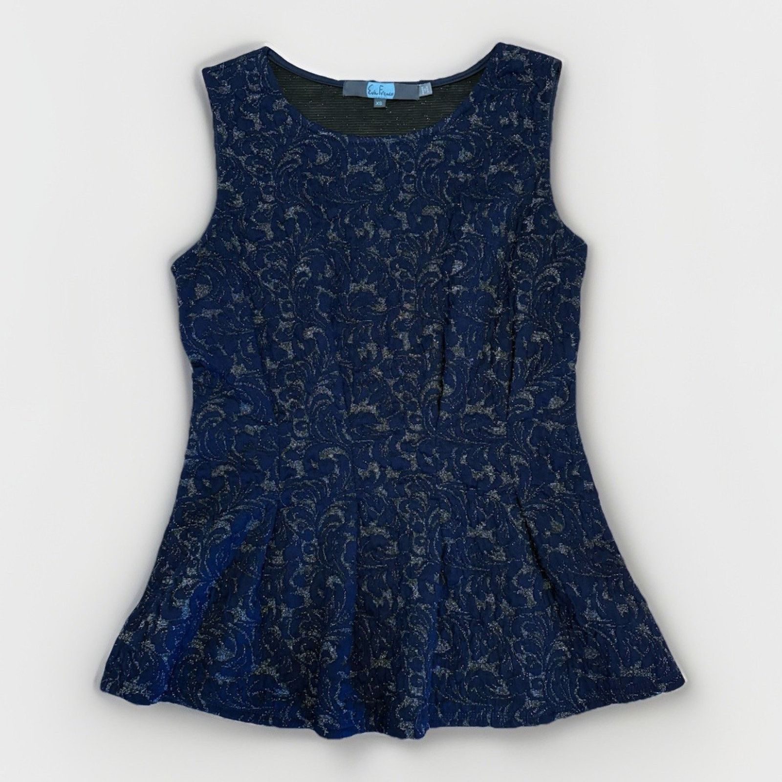 Anthropologie Anthropologie Eva Franco Shimmering Peplum Top Size XS Navy Size XS / US 0-2 / IT 36-38 - 1 Thumbnail