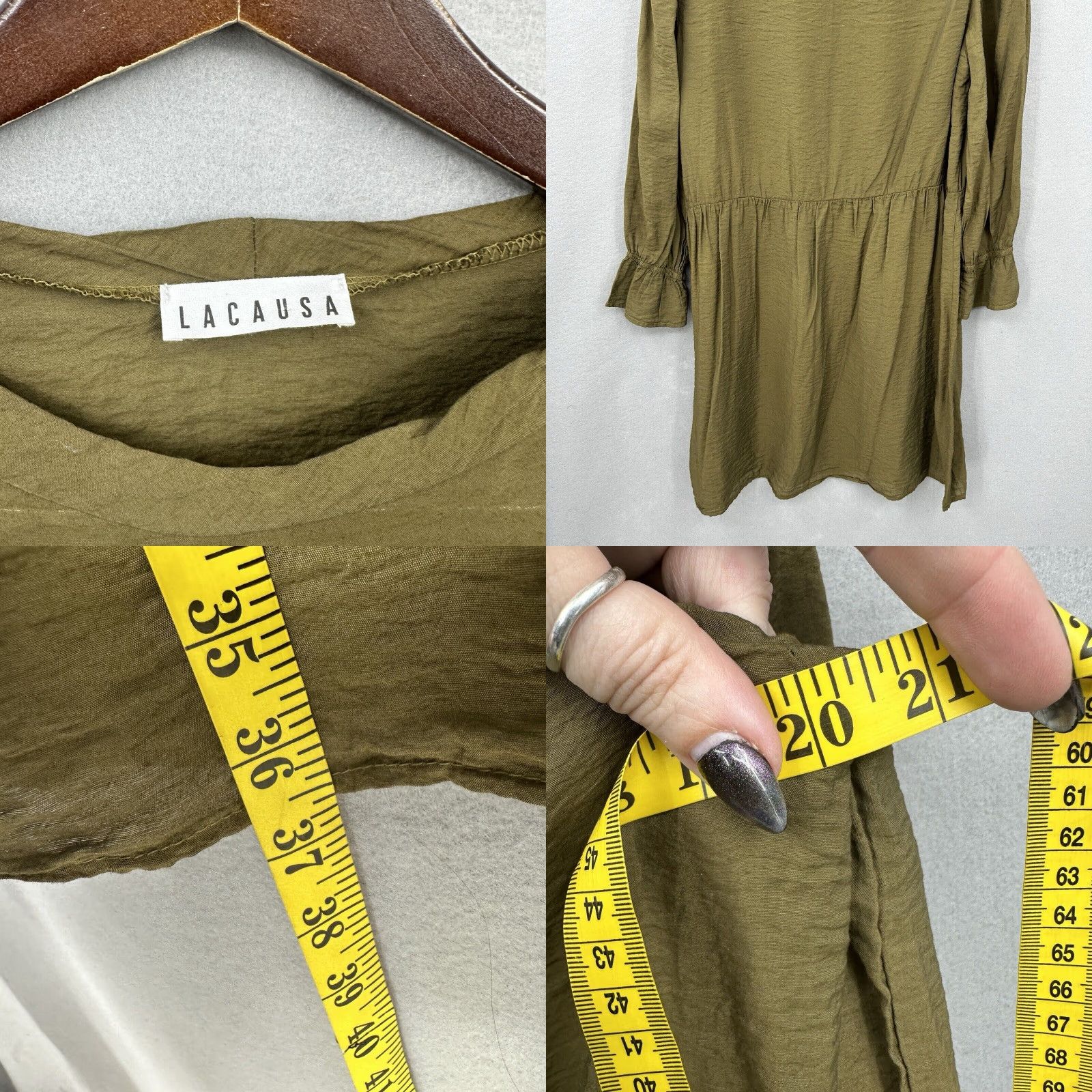 Anthropologie Lacausa Anthropologie Dress Womens M Green Mini Cottagecore Lagenlook Quiet READ Size M / US 6-8 / IT 42-44 - 8 Thumbnail