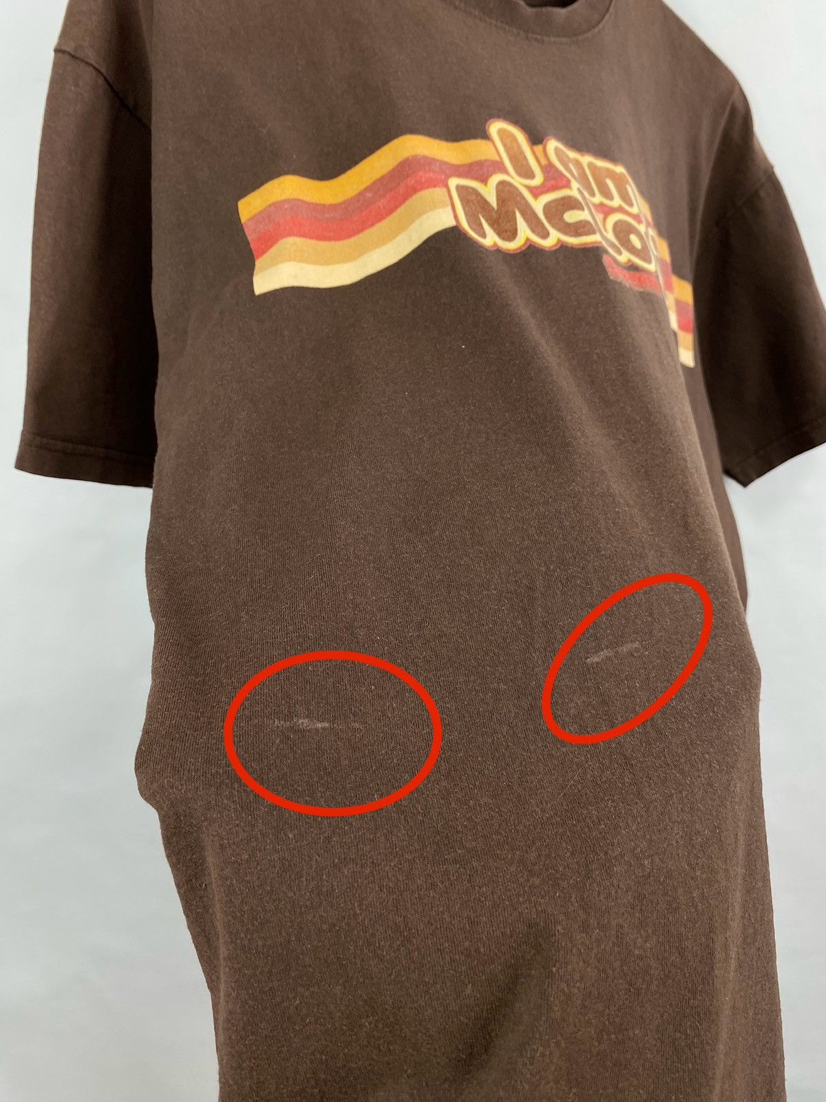 Fruit Of The Loom Vintage 2008 I Am McLovin Superbad Brown T-Shirt rare retro Size US L / EU 52-54 / 3 - 8 Thumbnail
