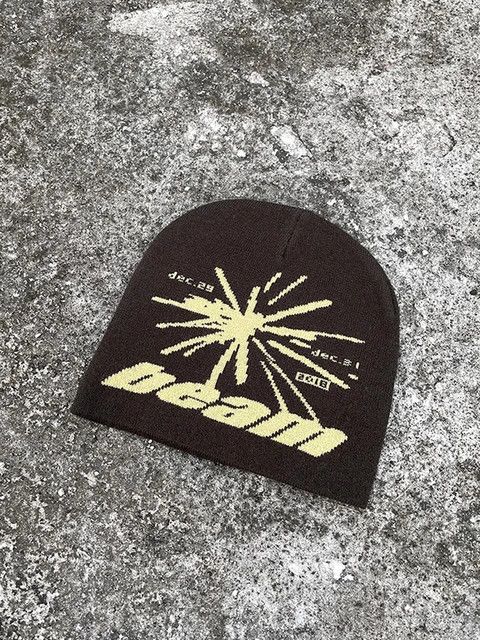 Japanese Brand Beanie Y2K Knitted Letter Size ONE SIZE - 1 Thumbnail