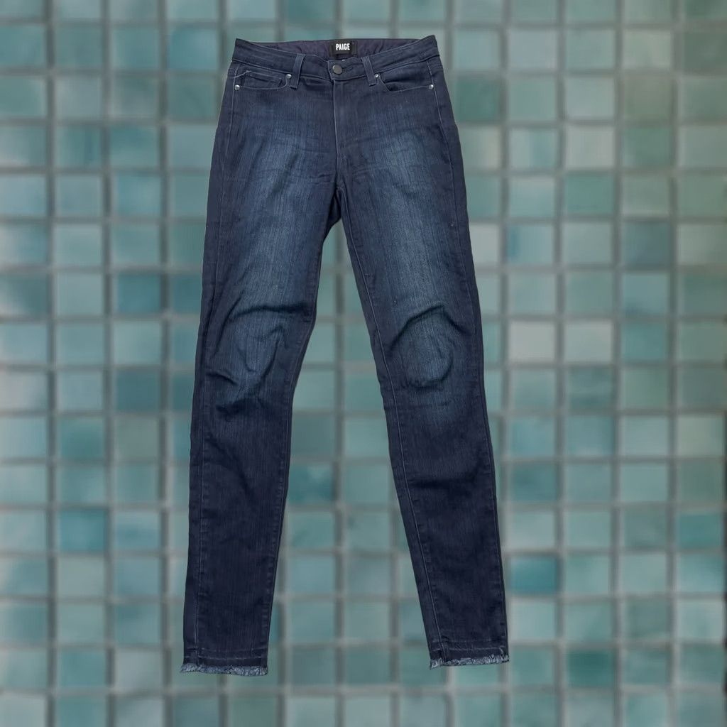 Paige Paige Jeans Womens 27 Blue Hoxton Ultra Skinny Denim Cotton Stretch Raw Hem Size 28" / US 6 / IT 42 - 1 Thumbnail
