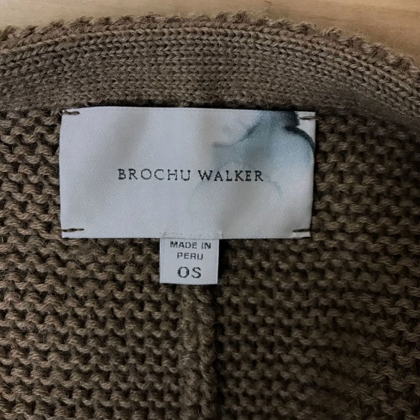 Brochu Walker BROCHU WALKER Cardigan ONE SIZE Brown Tan Alpaca Chunky Drape Front Womens Sweater Size ONE SIZE - 7 Thumbnail