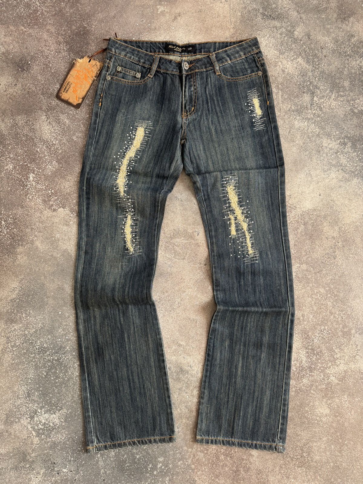 Hysteric Glamour Red Pepper Y2K Glam Low Rise Bootcut Washed Jeans Size 29" - 3 Thumbnail