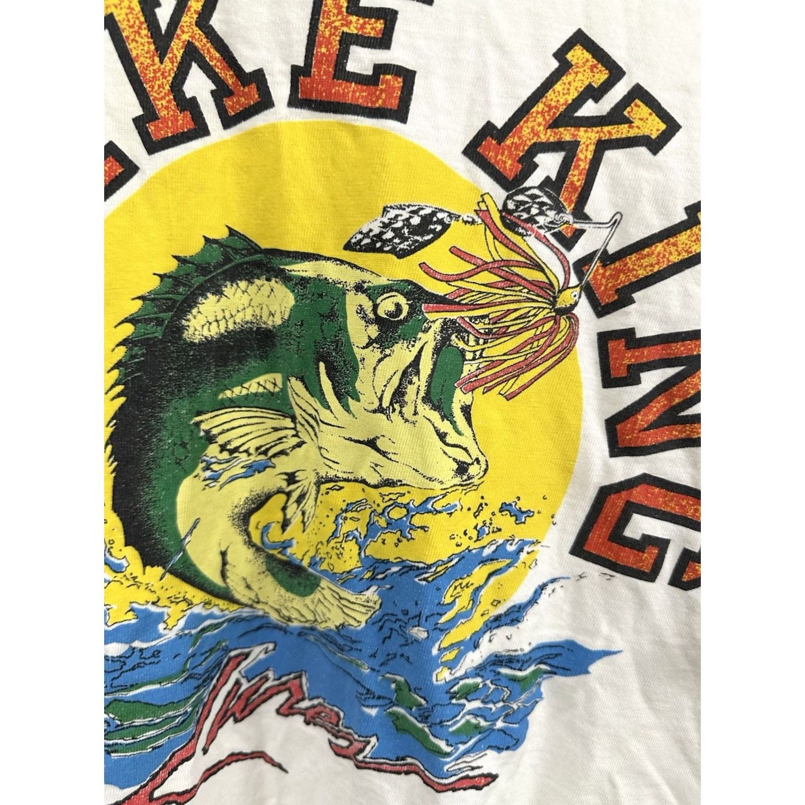 Vintage VTG 90s Strike King Bass Fishing Lure Worn Cotton Distressed WIP T-Shirt L US Mens White Shirt Size US L / EU 52-54 / 3 - 4 Thumbnail