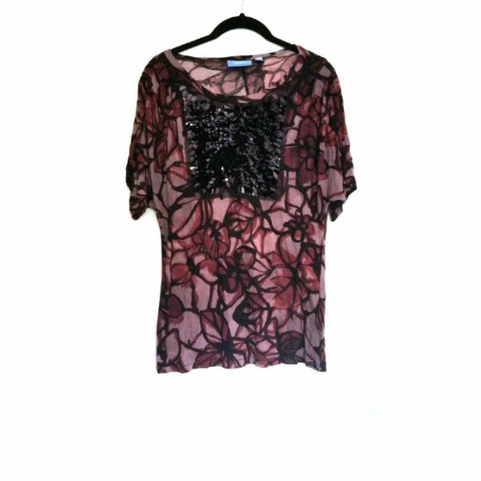 Other Simply Vera Wang XS Blouse Maroon Burgandy Sequin Detailing Size XS / US 0-2 / IT 36-38 - 1 Thumbnail