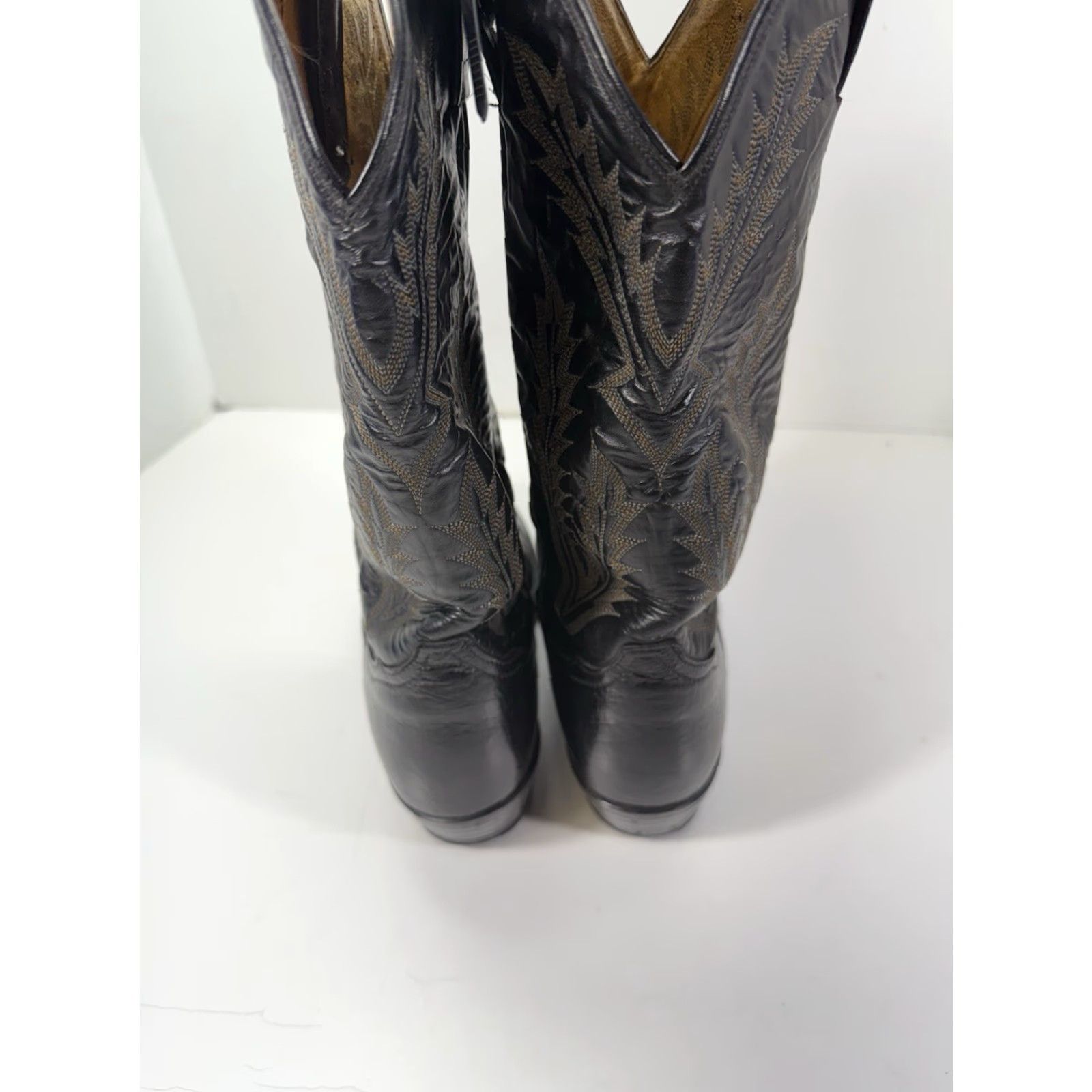 Tony Lama Tony Lama Boots Men 7 EE Western Ostrich Leather Black Cowboy Rodeo Leather Upper Wide Width Size US 7 / EU 40 - 6 Thumbnail