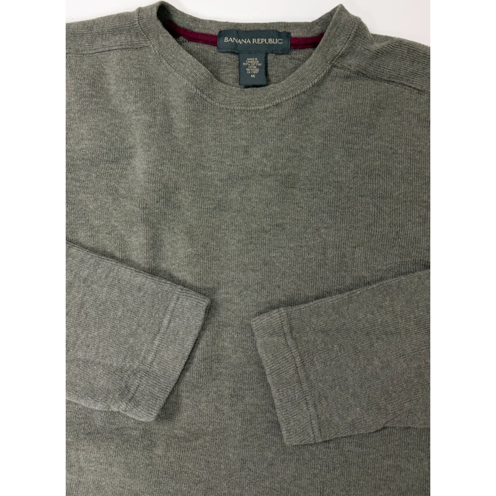 Banana Republic VINTAGE Banana Republic Men M Medium Gray Cotton Heavyweight Crew Neck Knit T-Shirt 90s Y2K Minimal Hipster Preppy Solid Shirt Size US M / EU 48-50 / 2 - 2 Thumbnail