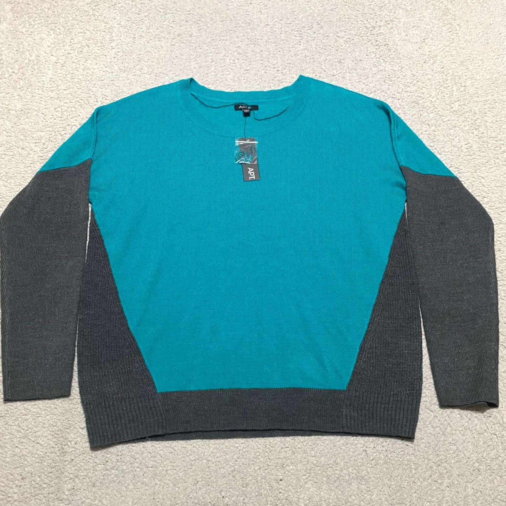 Apt. 9 Apt. 9 Sweater Womens Medium Crew Neck Green Colorblock Pullover NWT Cozy Knit Warm Winter Fall 90s Style Mens Womens Size M / US 6-8 / IT 42-44 - 2 Thumbnail