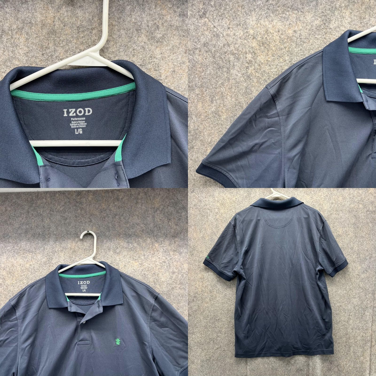 Izod VINTAGE IZOD Polo Shirt Men Large Blue Navy Performance Knit Stretch Casual Polyester Shirt Mens Large Blue Navy Size US L / EU 52-54 / 3 - 8 Thumbnail