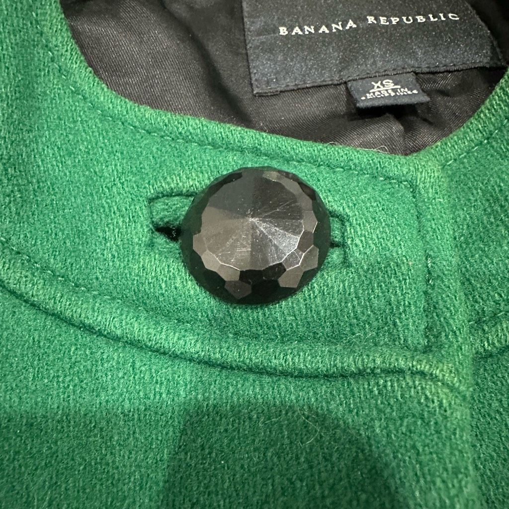 Banana Republic BANANA REPUBLIC Kelly Green Wool Trench Coat Jacket Embellis Size XS / US 0-2 / IT 36-38 - 6 Thumbnail