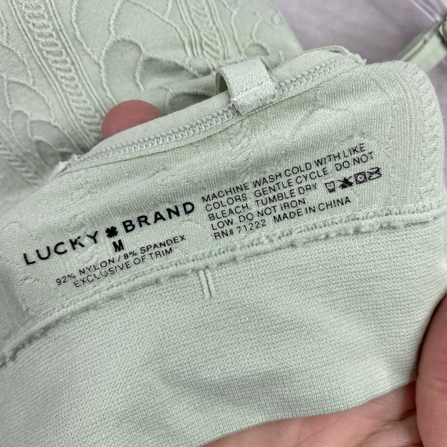 Lucky Brand Lucky Brand Bralette Shirt Women M Seamless Wireless Crisscross Back Textured Sage Green Size ONE SIZE - 7 Thumbnail