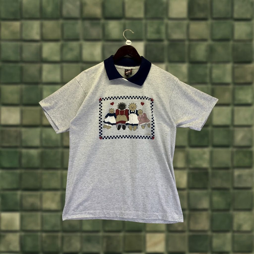 Fruit Of The Loom VINTAGE Jamestown Design Collared Shirt Womens L USA Made 1992 1990s Gray Graphic Doll Grandma Style Cotton Blend Size L / US 10 / IT 46 - 1 Thumbnail