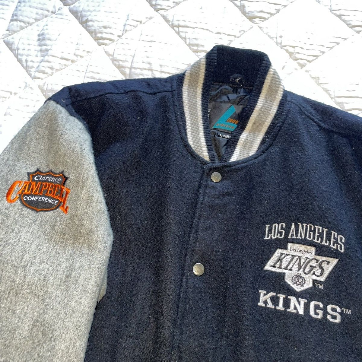 NHL LA KINGS Logo Athletic Wool Bomber Jacket Size US L / EU 52-54 / 3 - 4 Thumbnail